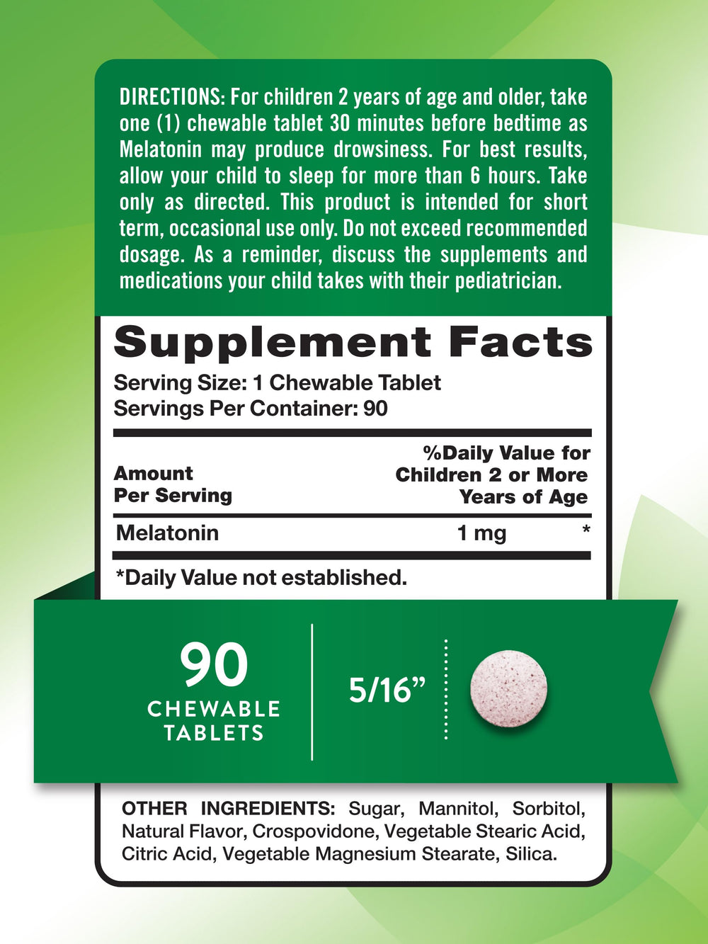 Nature's Truth Just 4 Kidz melatonin grape chewable tablet in bright packaging