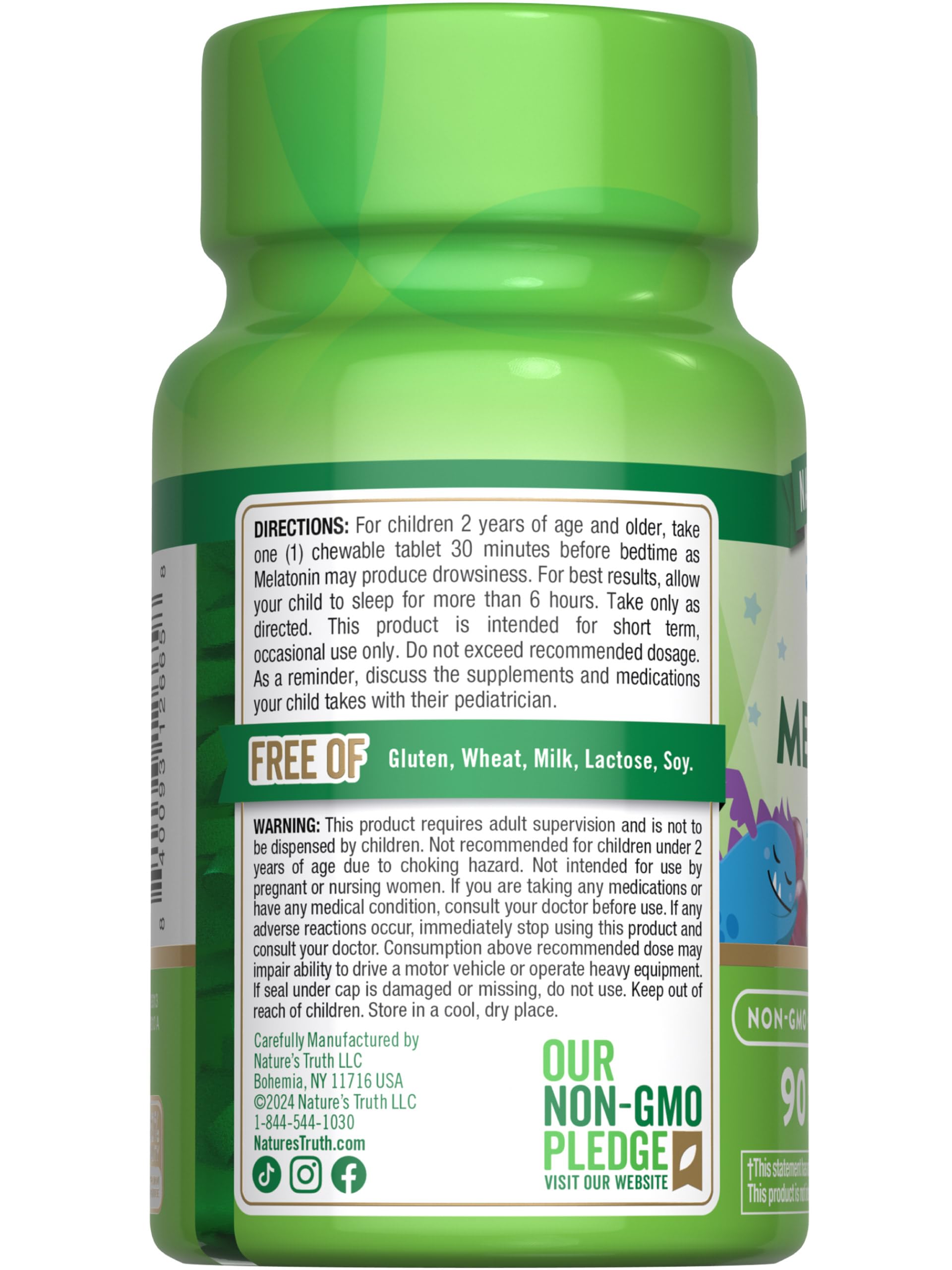 Age 2+ indication for Nature's Truth melatonin in a bedtime routine