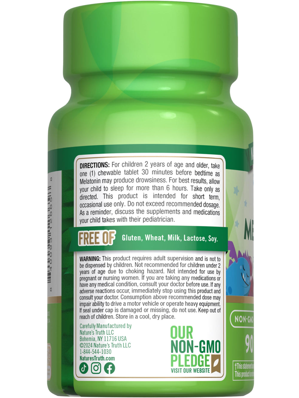 Age 2+ indication for Nature's Truth melatonin in a bedtime routine