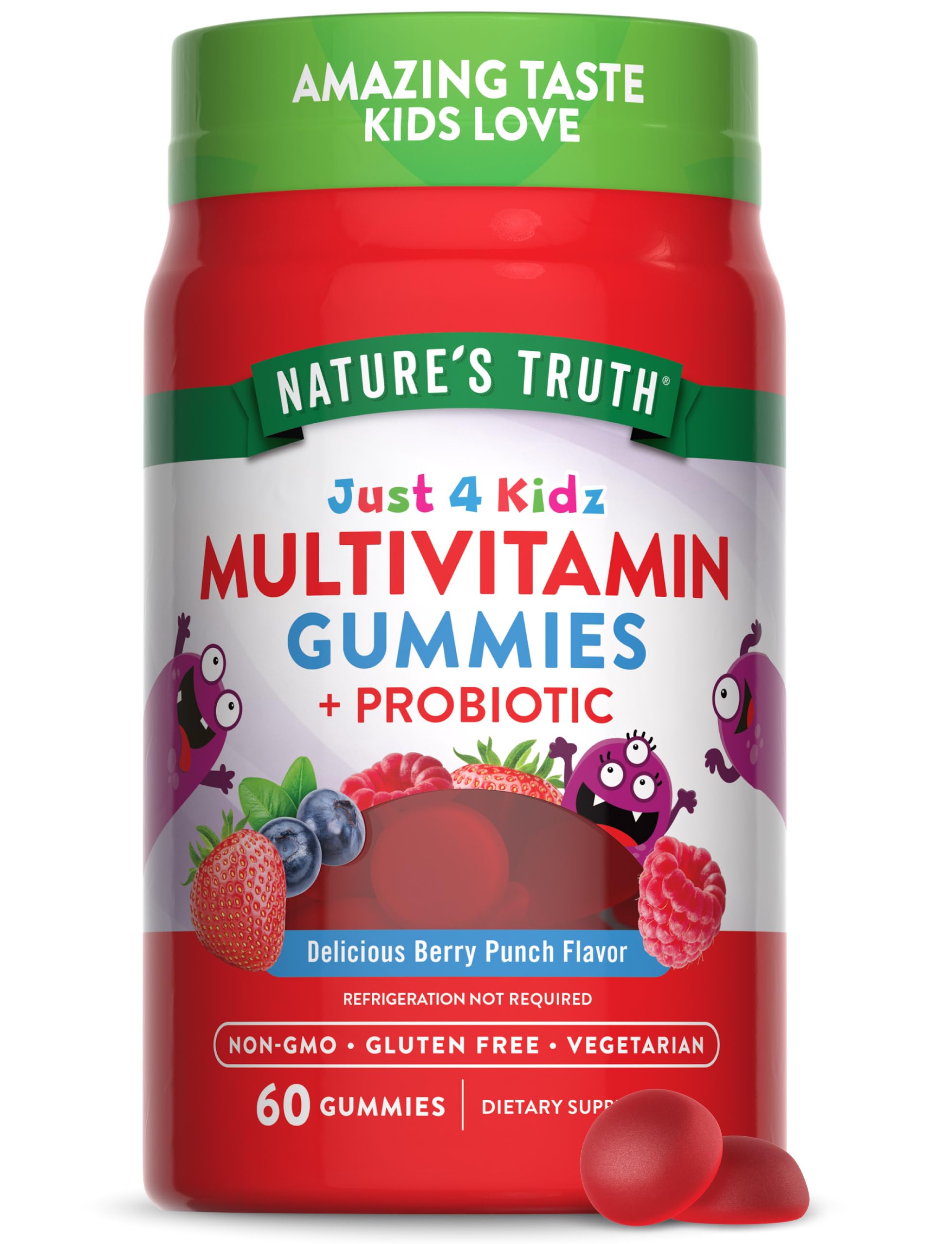 Nature's Truth Kids Multivitamin Gummies Berry Punch bottle for daily kid nutrition.