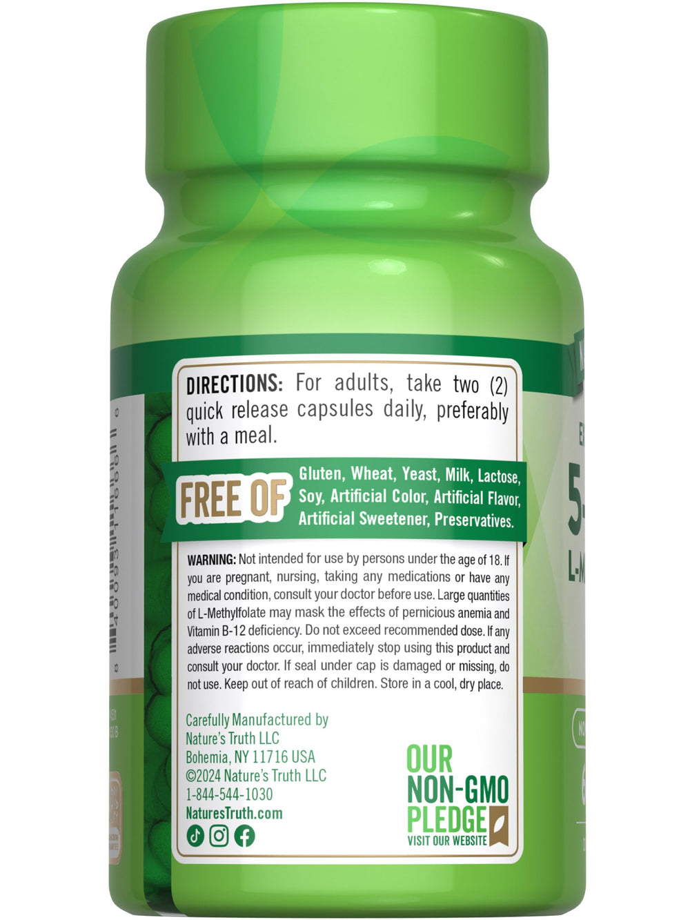 Nature’s Truth L-Methylfolate 15mg bottle on shelf ready for daily use.