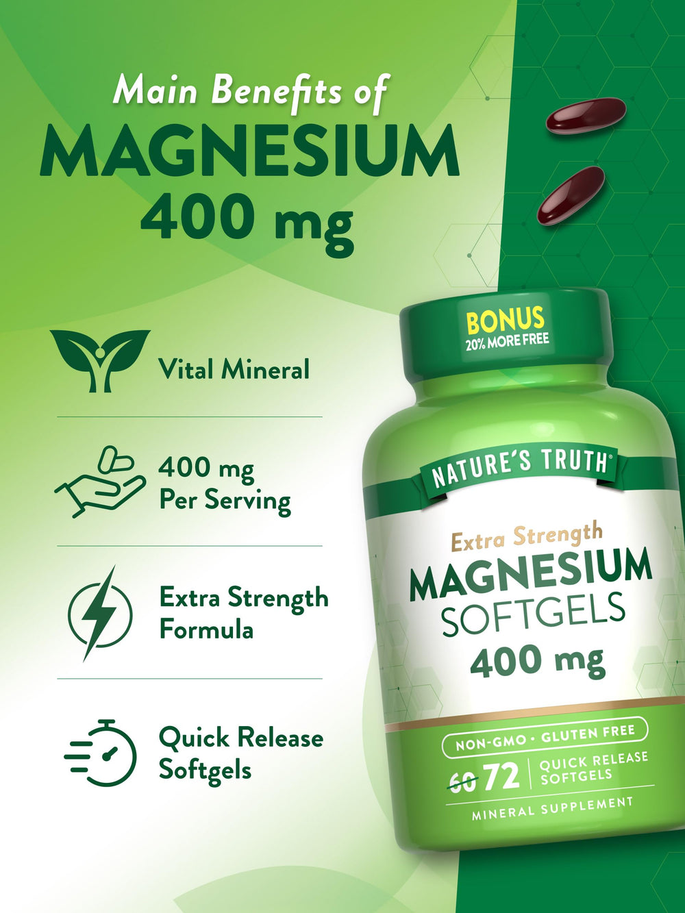 Nature's Truth magnesium bottle on kitchen counter ready for daily use.