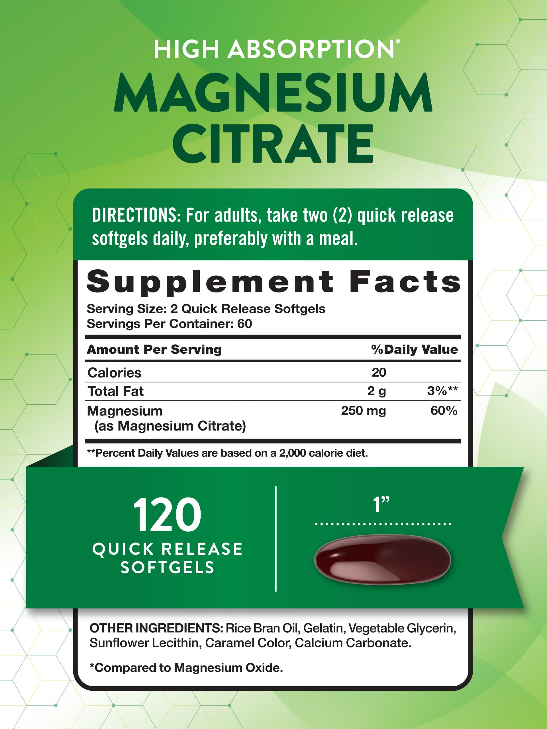 Nature's Truth Magnesium Citrate Softgels bottle label showing non-GMO and gluten-free features