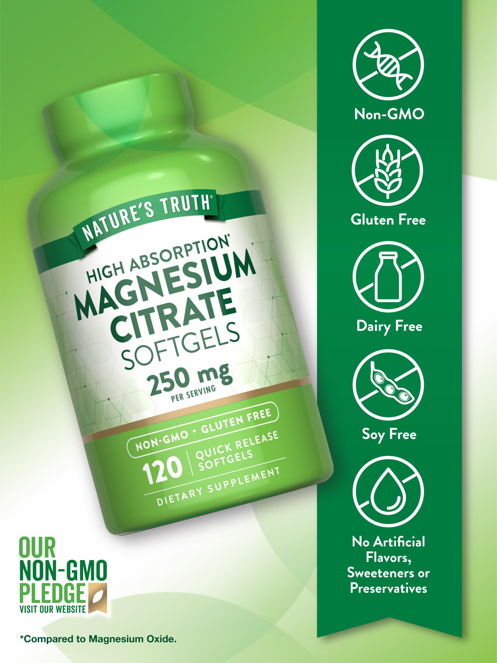 Nature's Truth Magnesium Citrate Softgels pour image indicating easy daily intake