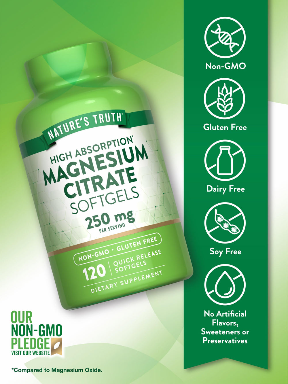 Nature's Truth Magnesium Citrate Softgels pour image indicating easy daily intake