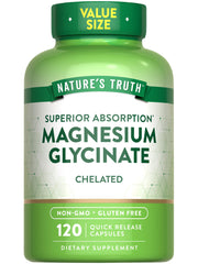 Nature's Truth Magnesium Glycinate 200mg bottle front showing high absorption formula
