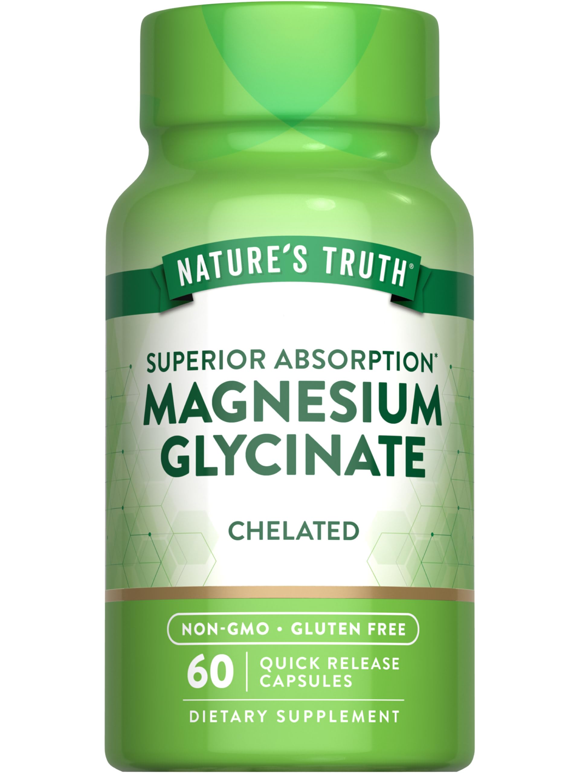 Nature's Truth magnesium glycinate capsules bottle front showing 60-count packaging for daily use