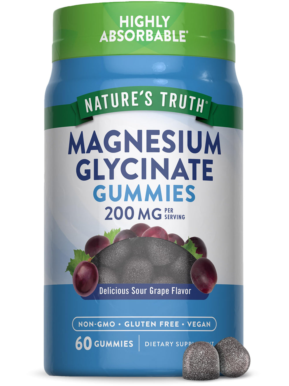 Nature's Truth Magnesium Glycinate Gummies bottle for adults supporting daily magnesium intake.