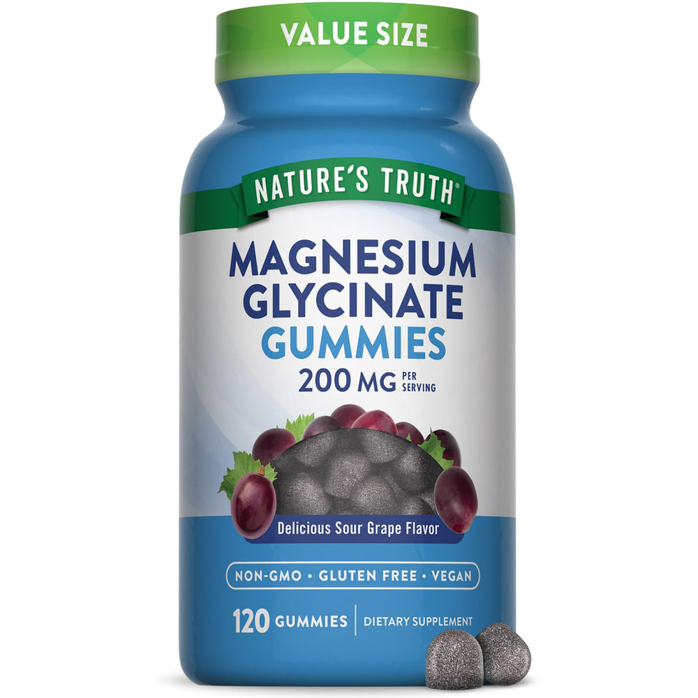 Nature's Truth Magnesium Glycinate Gummies bottle for daily vegan wellness.