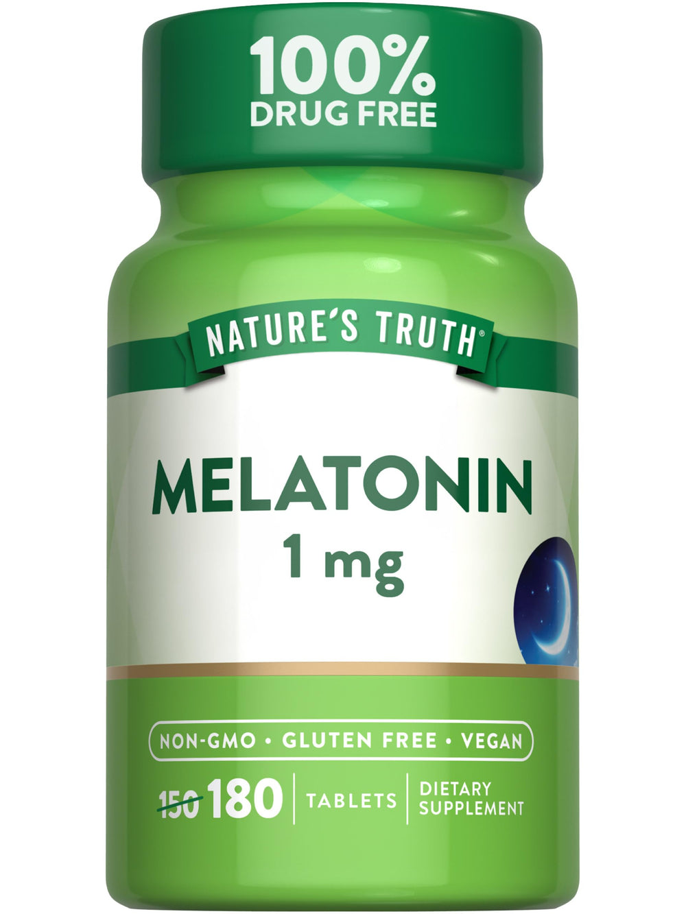 Nature's Truth Melatonin 1 mg tablet front view highlighting sleep support