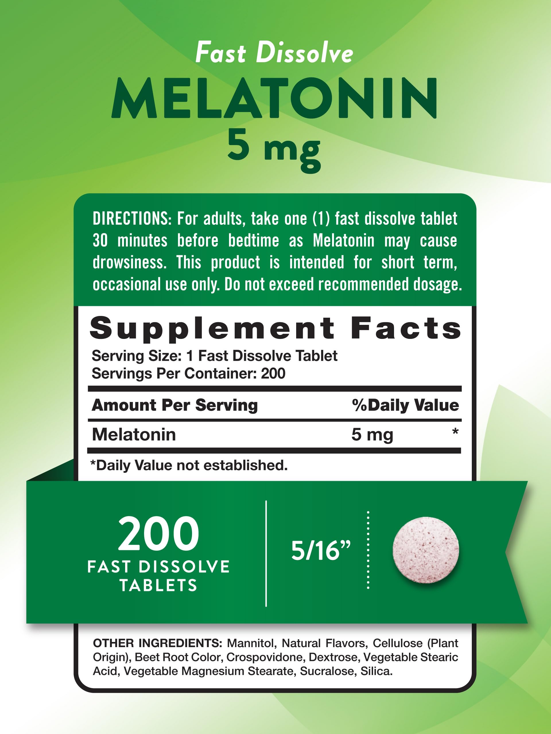 Close-up of melatonin tablet in natural berry flavor for easier swallowing.