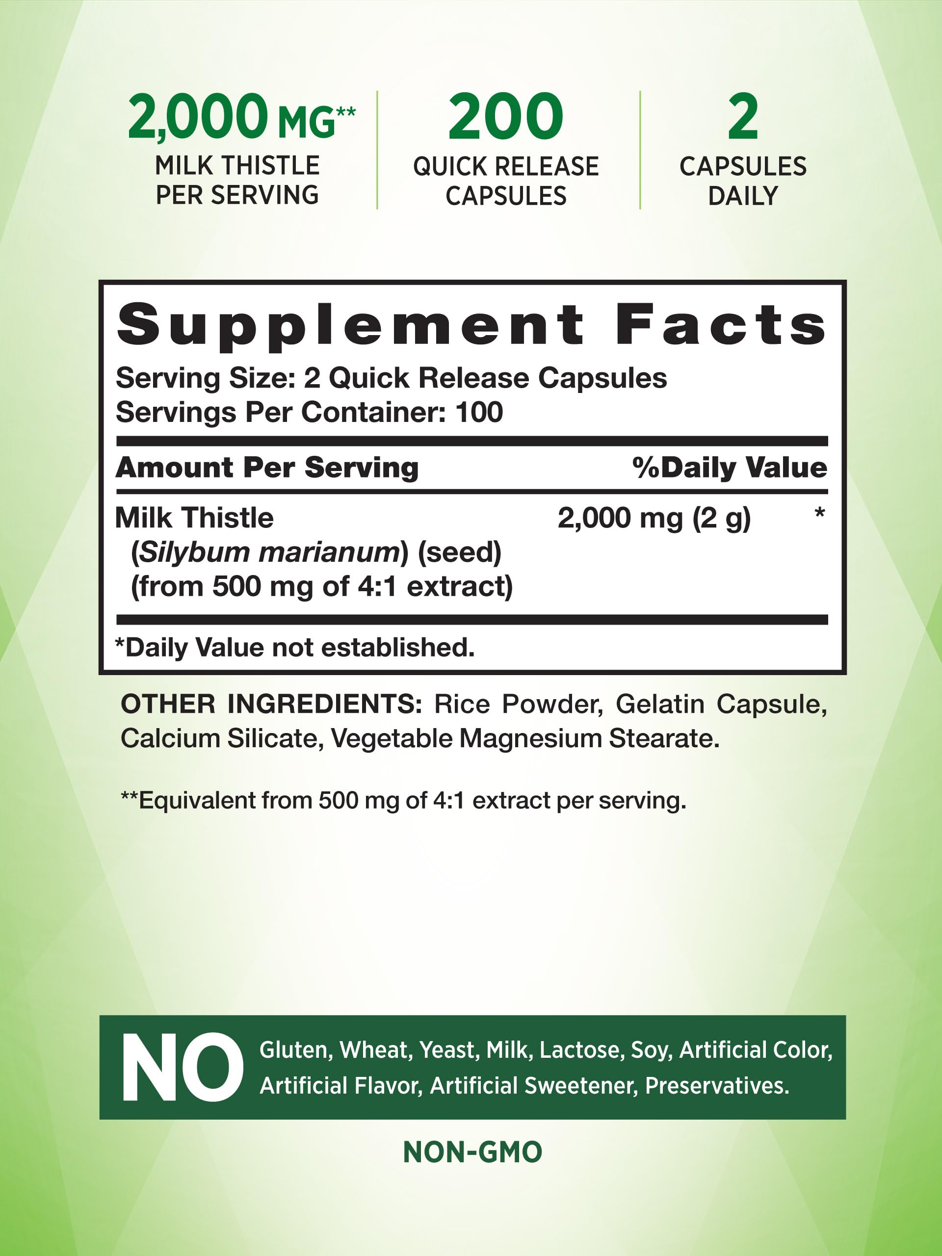 Nature's Truth milk thistle capsules 2000mg for easy daily intake.