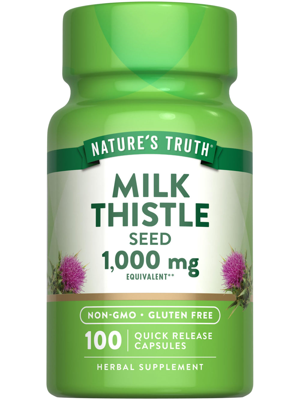 Nature's Truth Milk Thistle Seed Extract 1000mg bottle—easy daily dosage for herbal support.