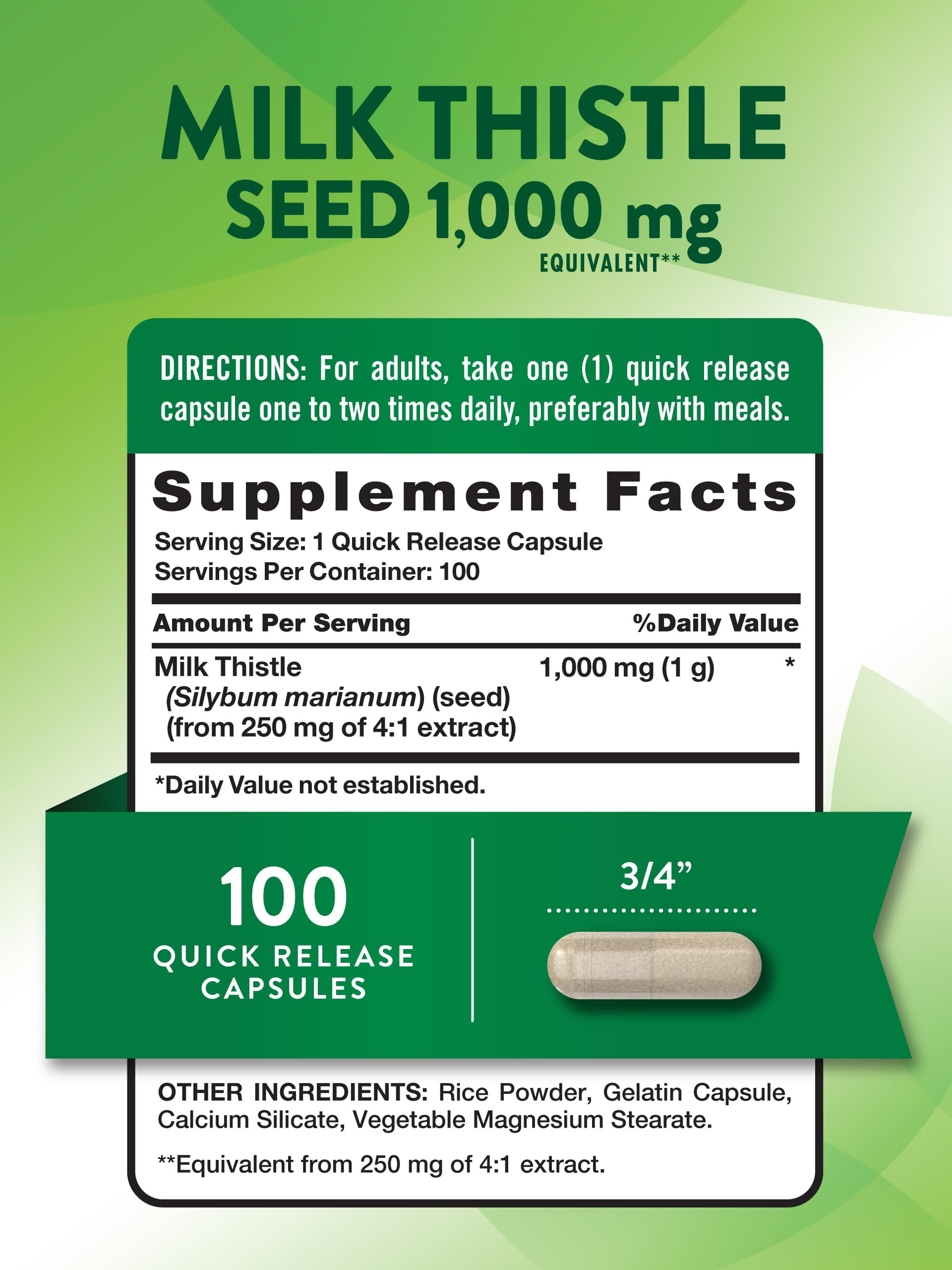 Nature's Truth Milk Thistle Seed Extract 1000mg capsules for convenient daily support.
