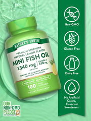 Nature's Truth 1340 mg omega-3 label close-up.