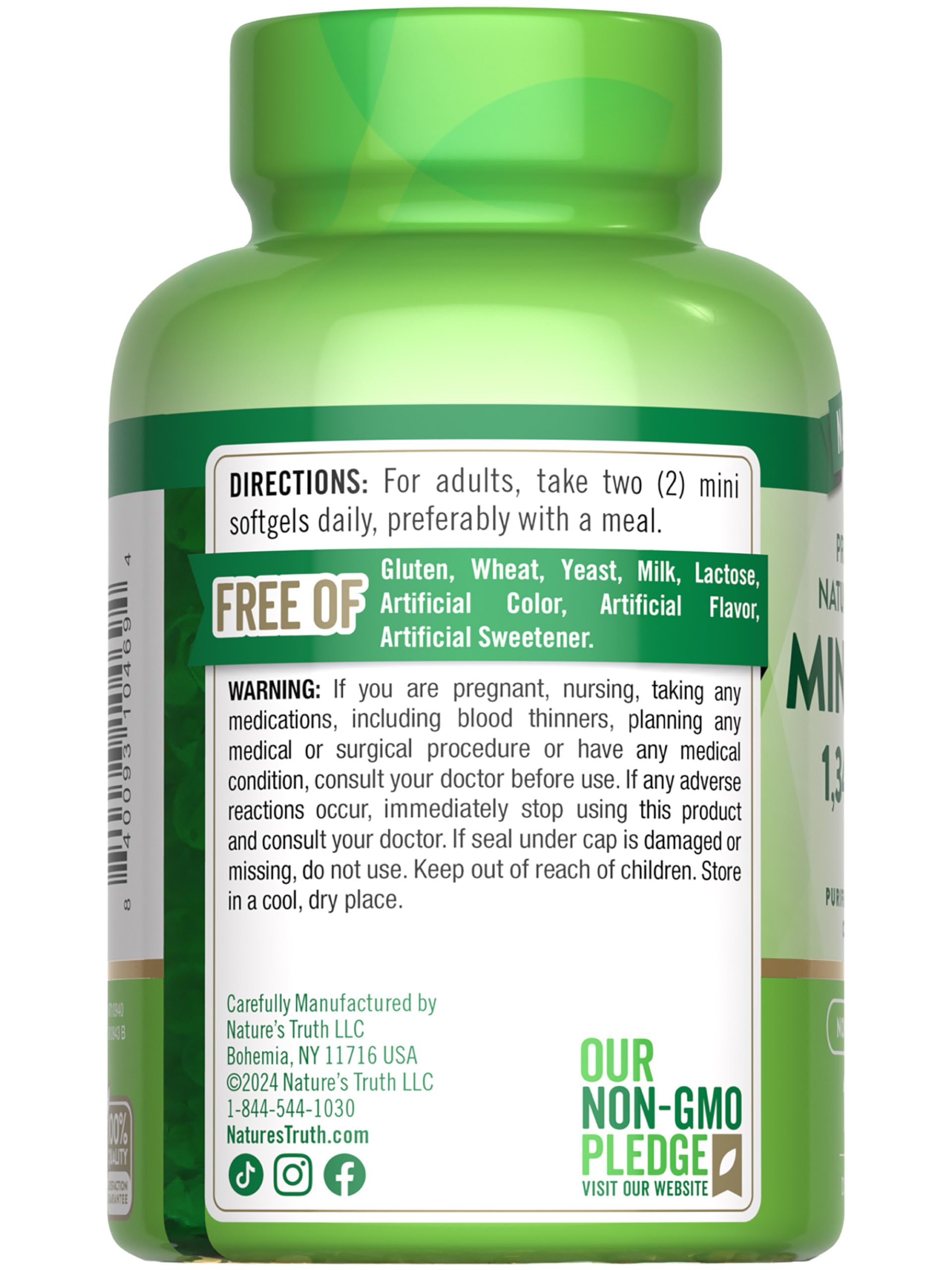 Nature's Truth lemon-flavored omega-3 softgels on shelf.