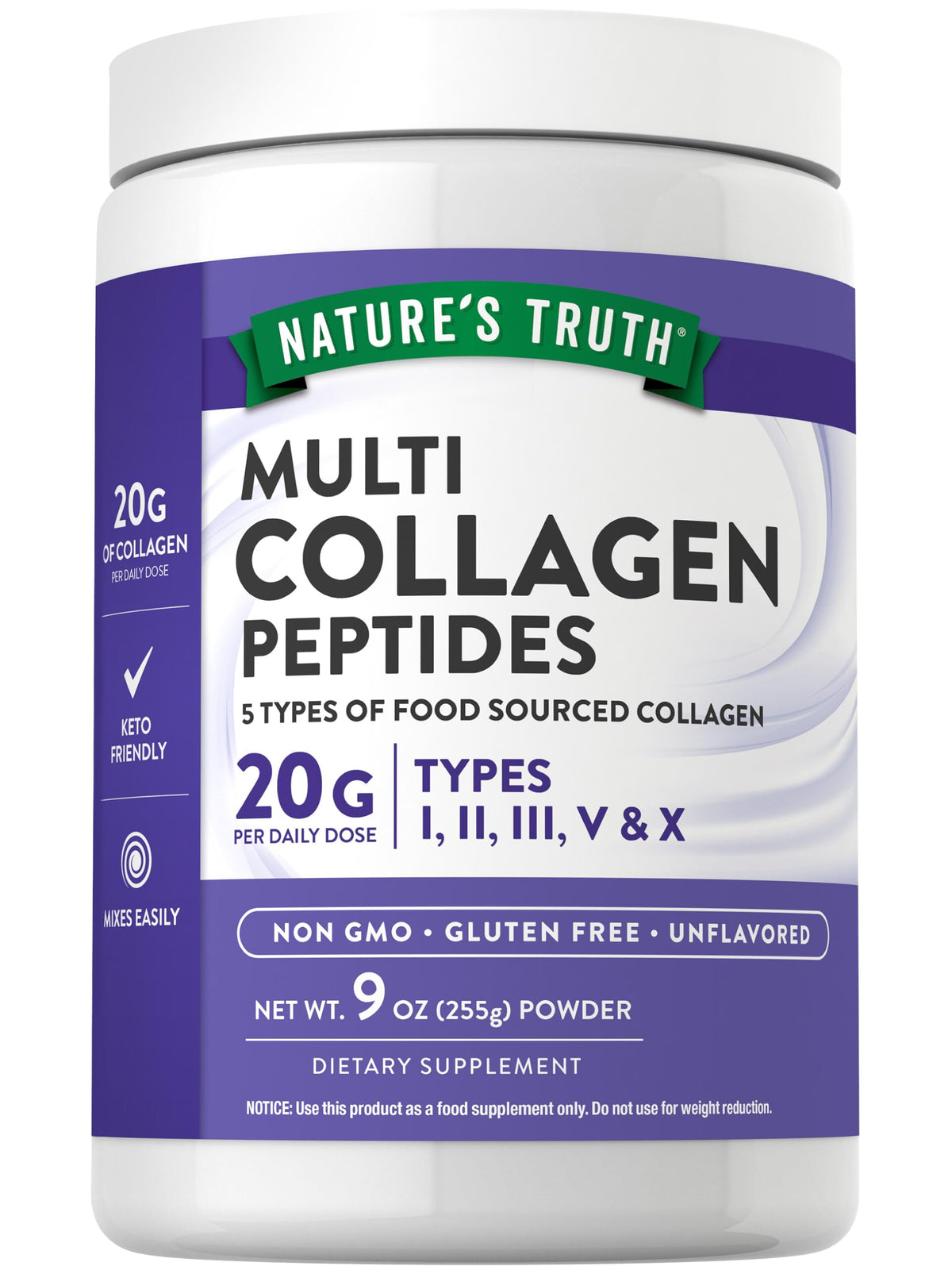 Nature's Truth Multi Collagen Powder tub ready for daily use.