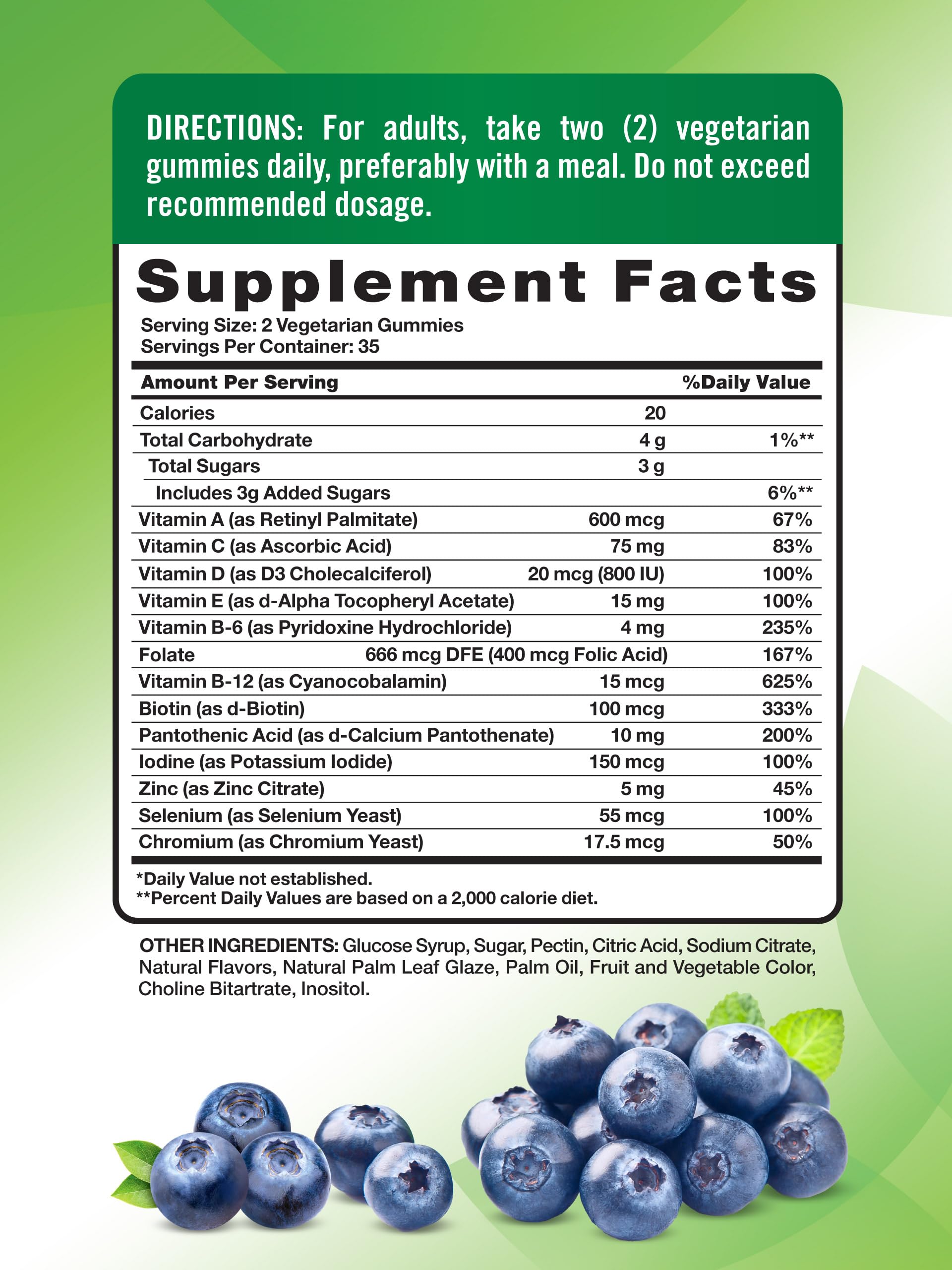 Nature's Truth multivitamin for men gummies bottle back shows ingredients list for daily nutrition