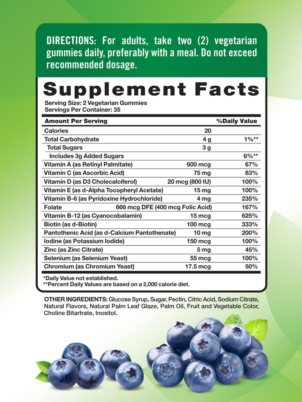 Nature's Truth multivitamin for men gummies bottle back shows ingredients list for daily nutrition