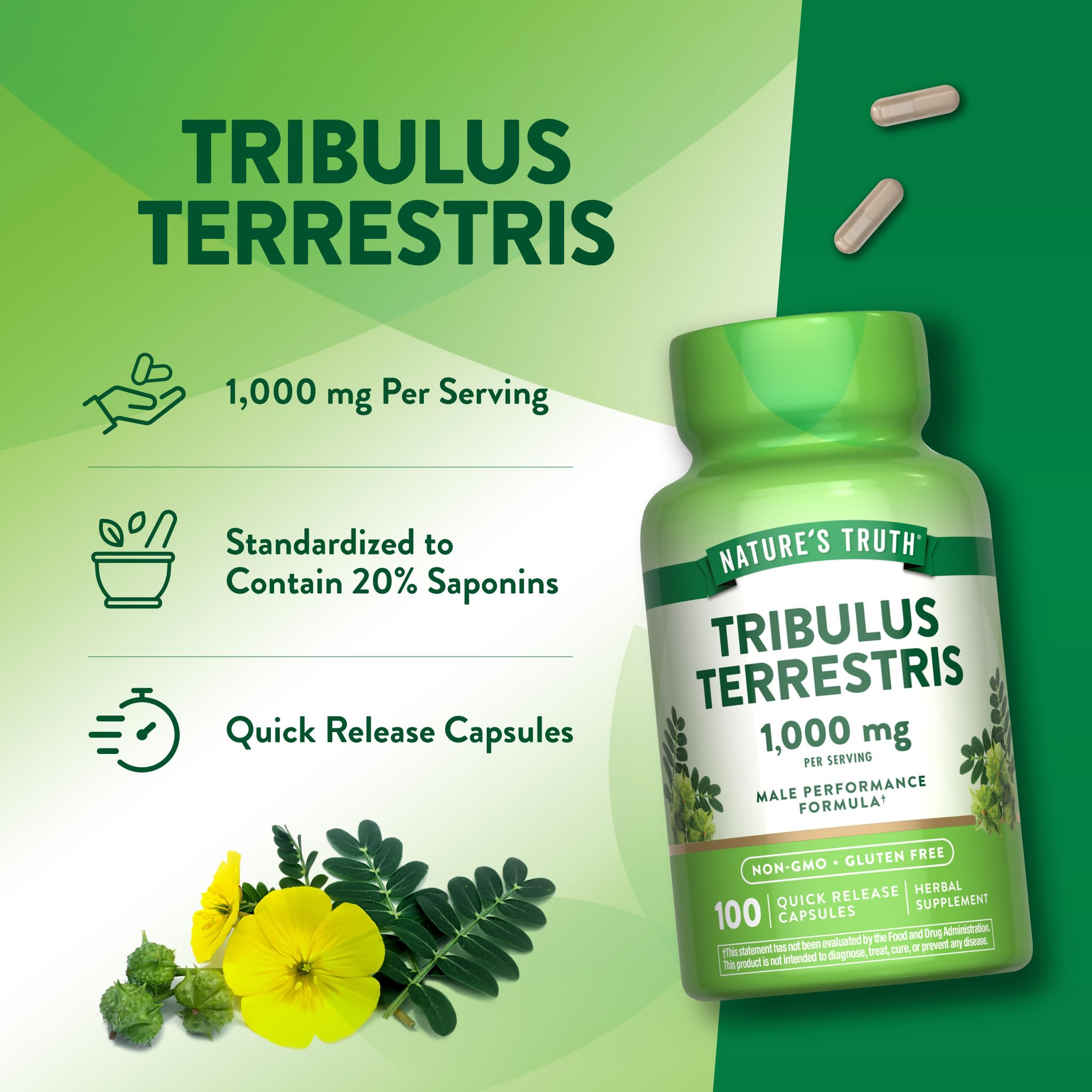 Nature's Truth Non-GMO seal signals clean ingredients.