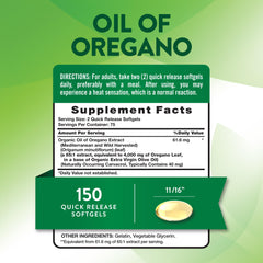 Nature's Truth Oil of Oregano softgels pour showing quick-release capsules for easy daily use.