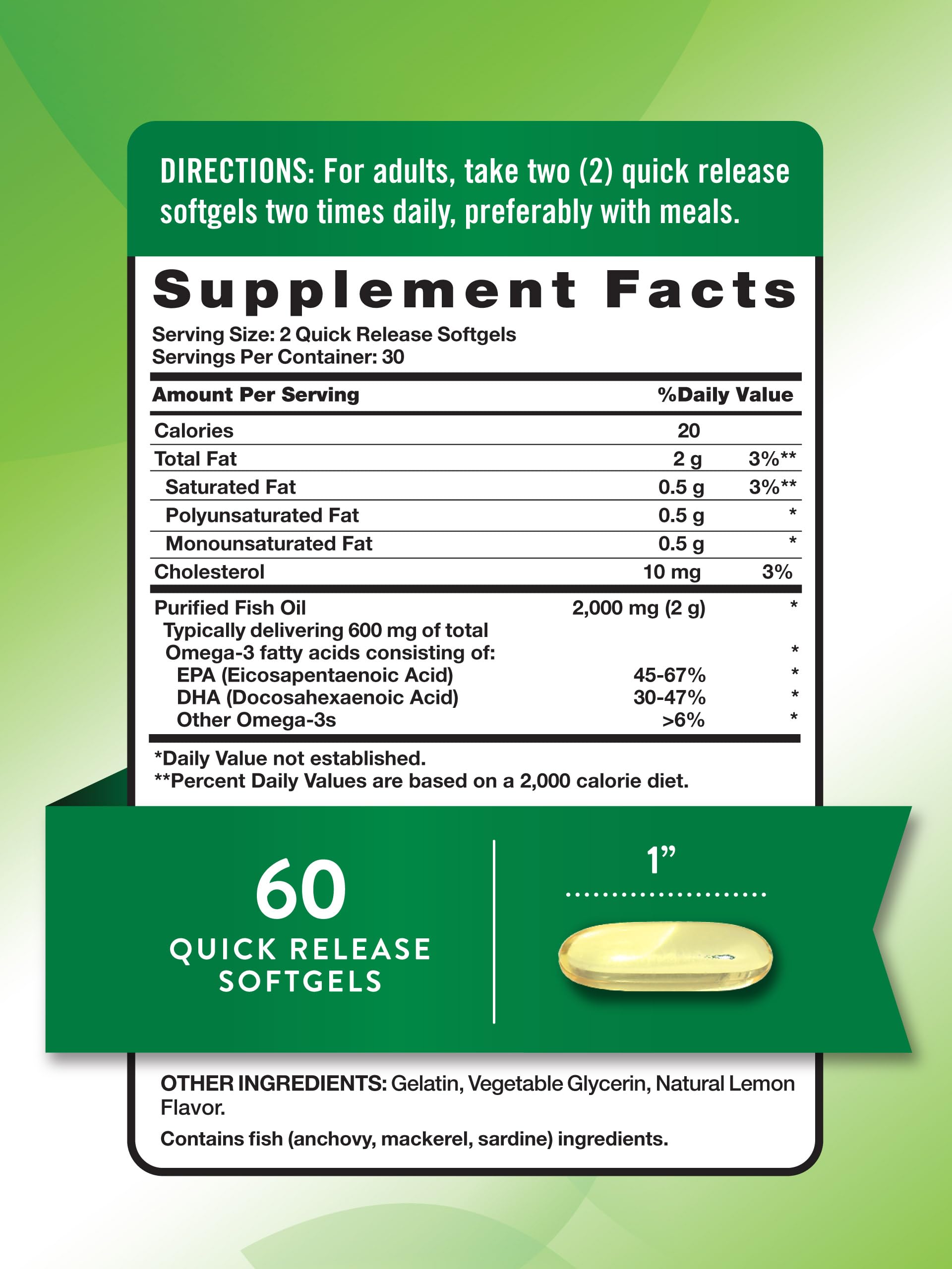 Nature’s Truth lemon-flavored omega-3 softgels masking taste