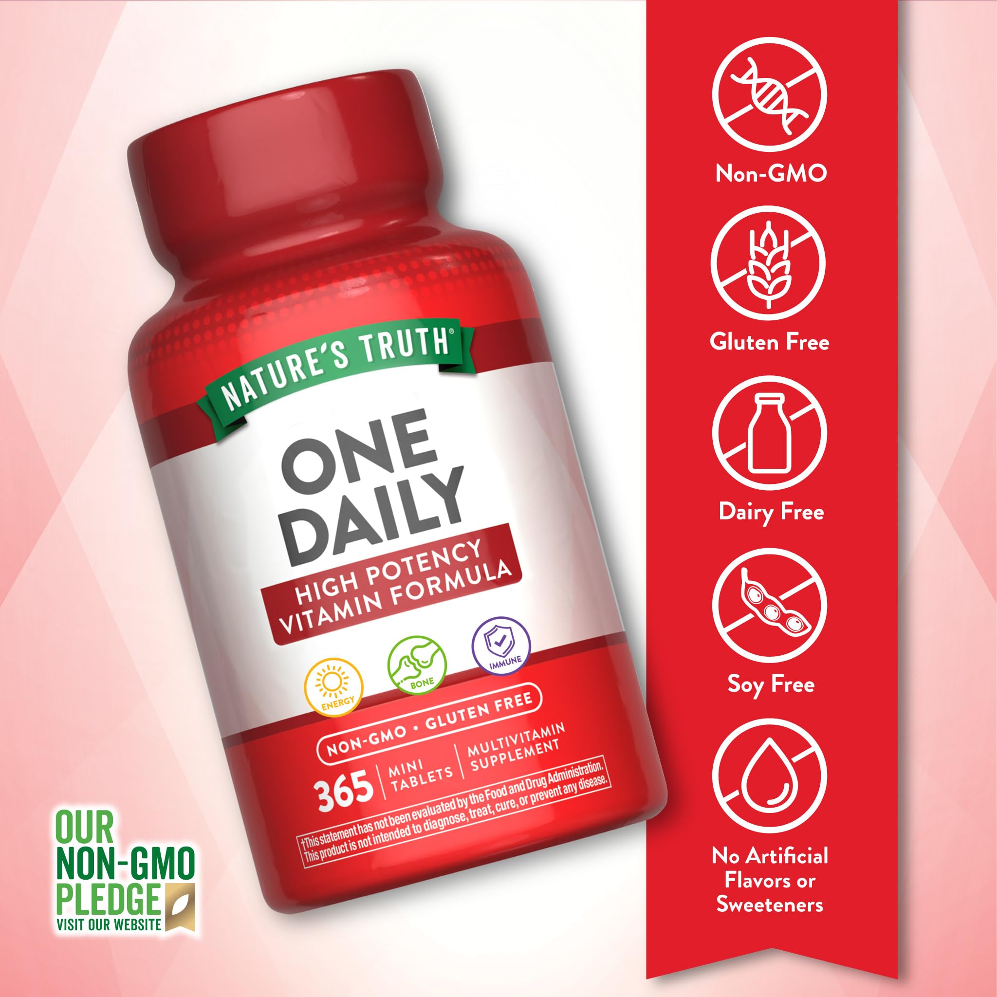 Nature's Truth One Daily Multivitamin mini-tablets show easy-to-swallow size
