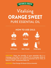 Nature's Truth Orange Sweet Essential Oil diffuser scene with uplifting citrus ambiance.