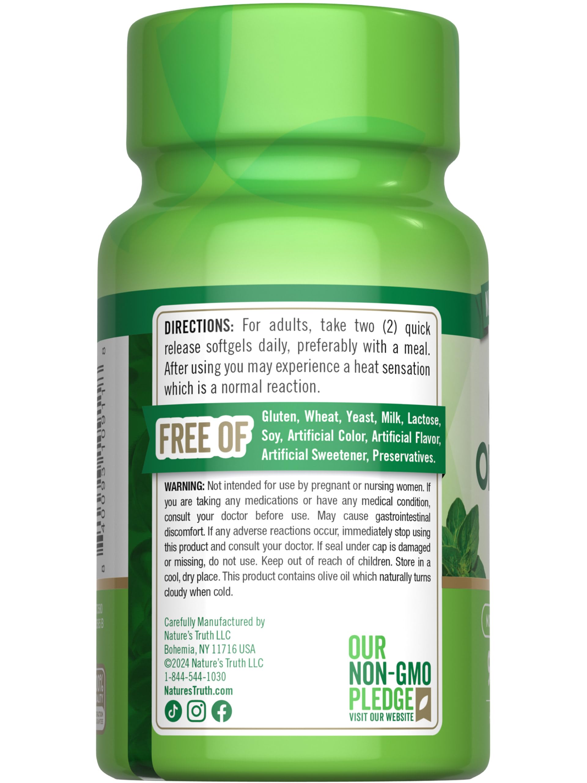 Nature's Truth Oregano Oil Softgels 90-count bottle ready for daily routine
