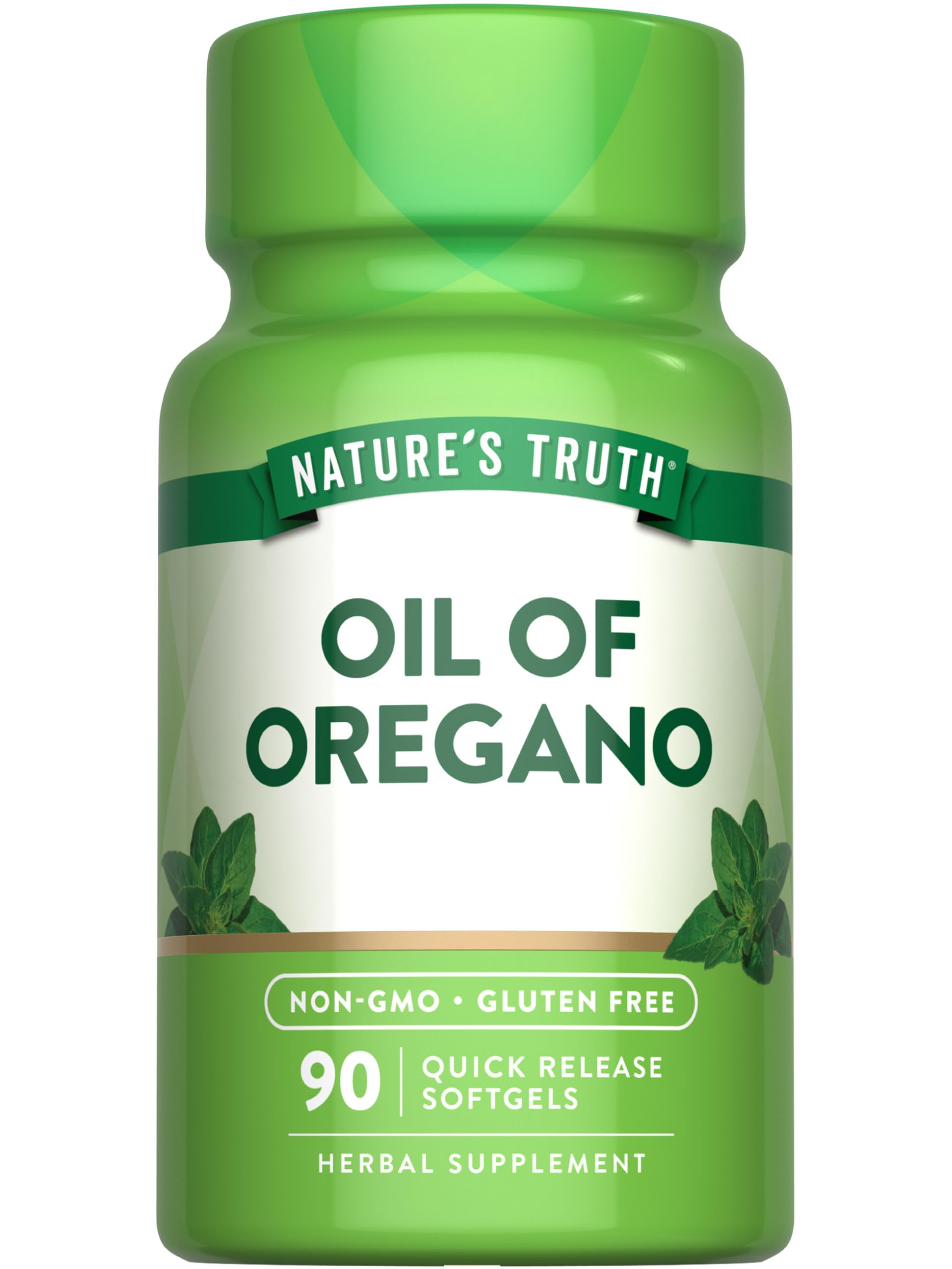 Nature's Truth Oregano Oil Softgels bottle shows carvacrol-rich Mediterranean extract