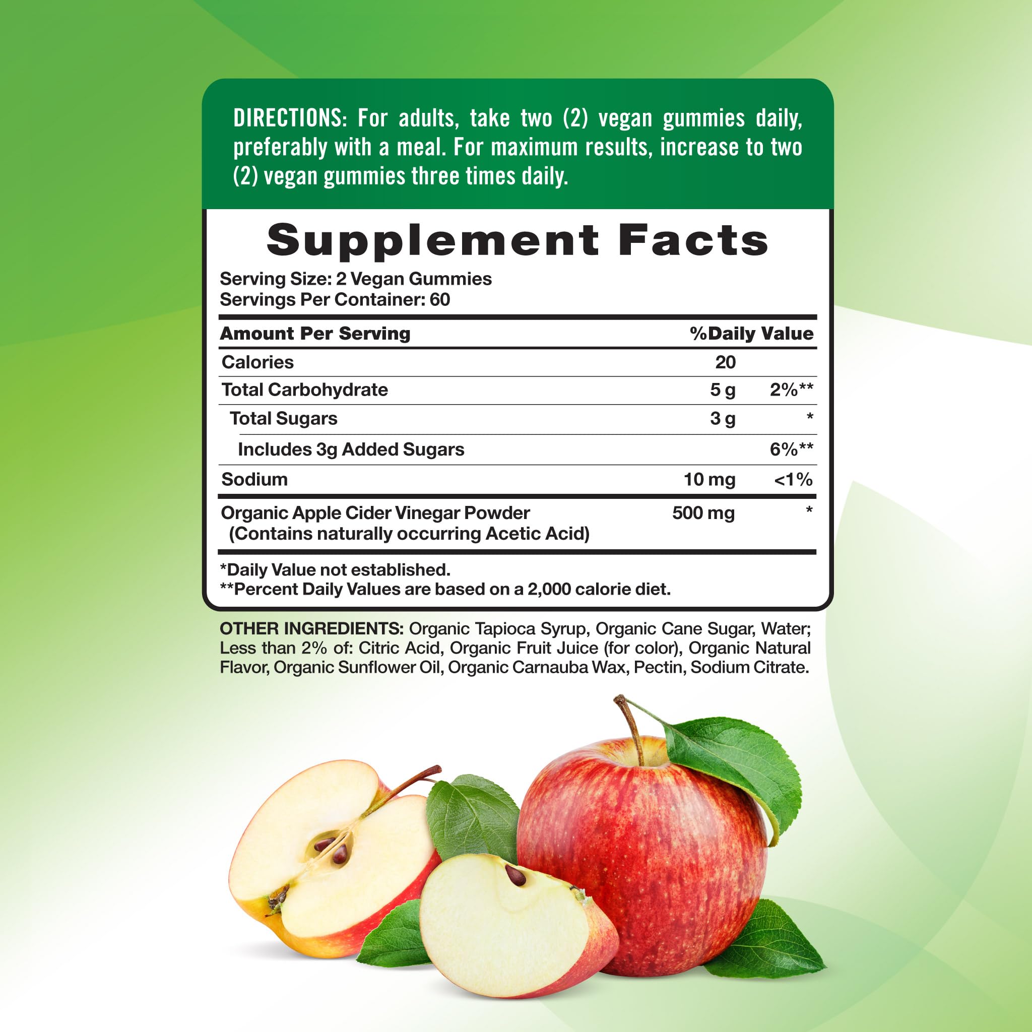 Nature's Truth Apple Cider Vinegar Gummies close-up, apple flavor for easy daily intake