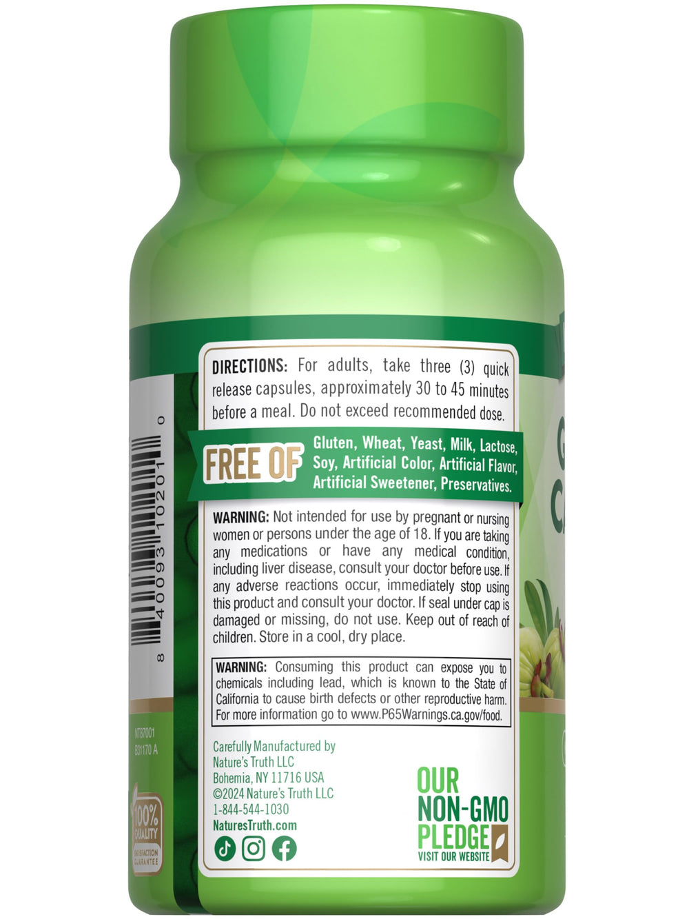 Nature's Truth Packaging and cap; premium bottle design for handling.