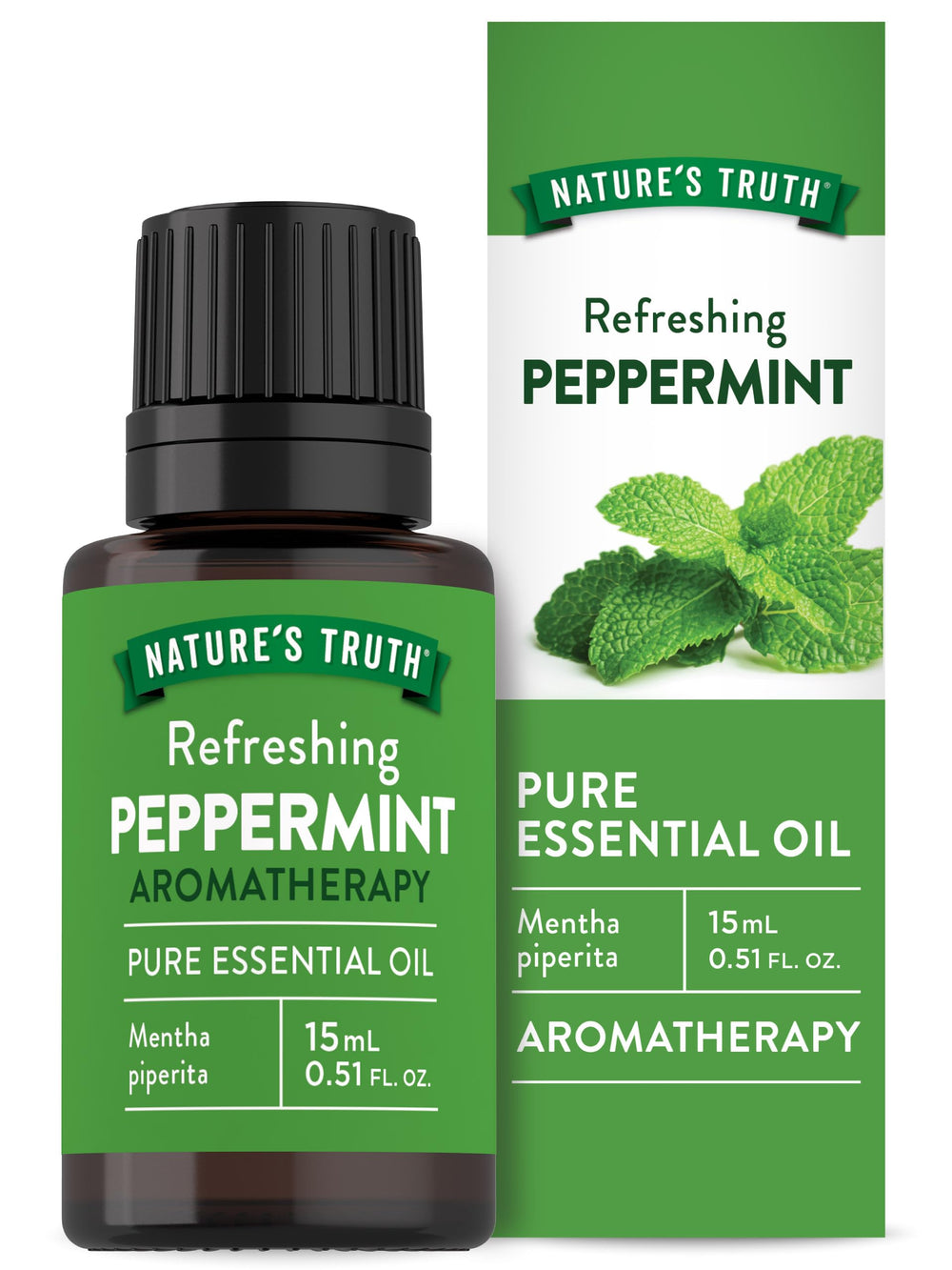 Nature's Truth peppermint oil bottle-pour for diffusers and DIY blends.
