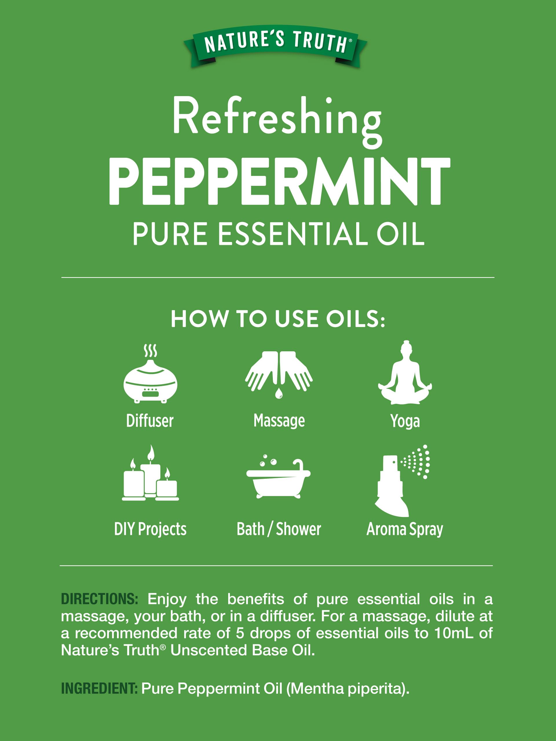 Nature's Truth Peppermint Oil diffuser setup showcases bright, uplifting scent.