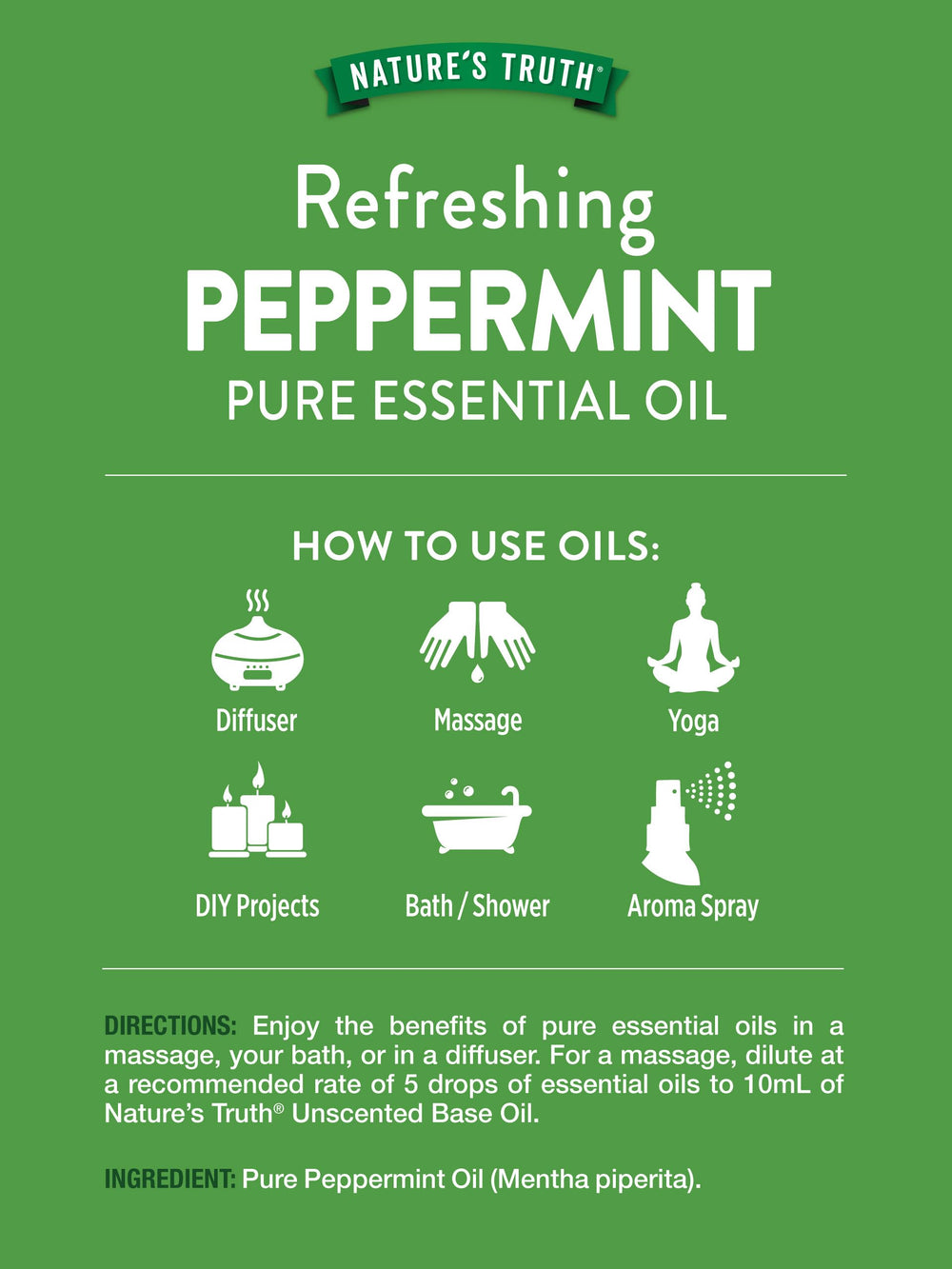 Nature's Truth Peppermint Oil diffuser setup showcases bright, uplifting scent.