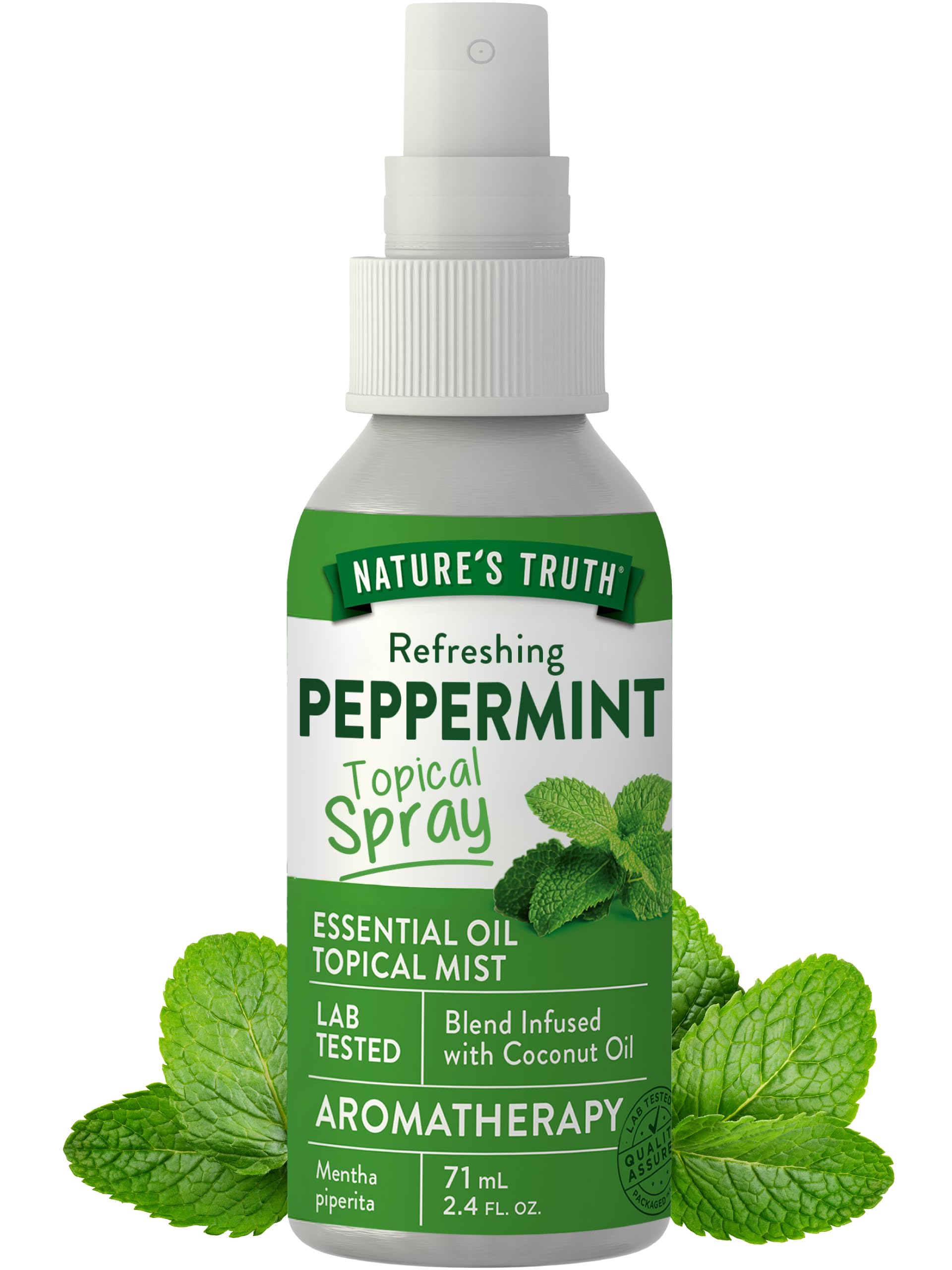 Nature's Truth peppermint spray bottle, refreshing aroma for quick uplift.