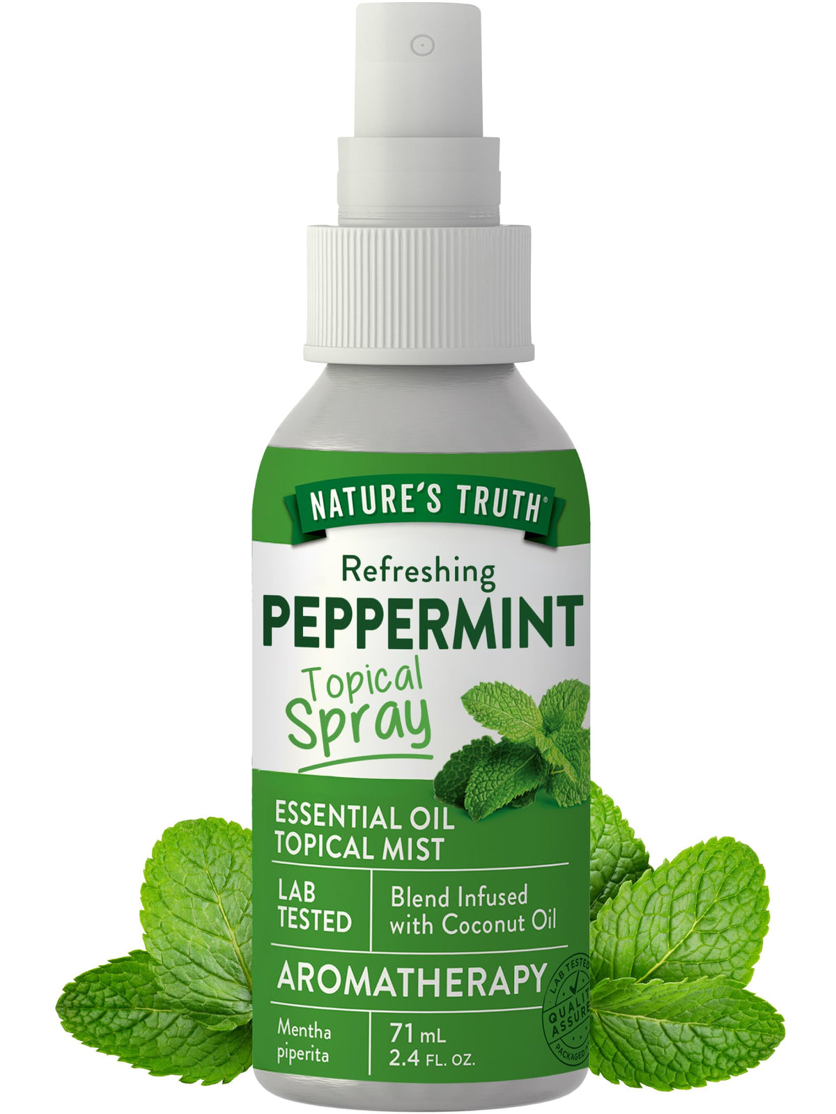 Nature's Truth peppermint spray bottle, refreshing aroma for quick uplift.