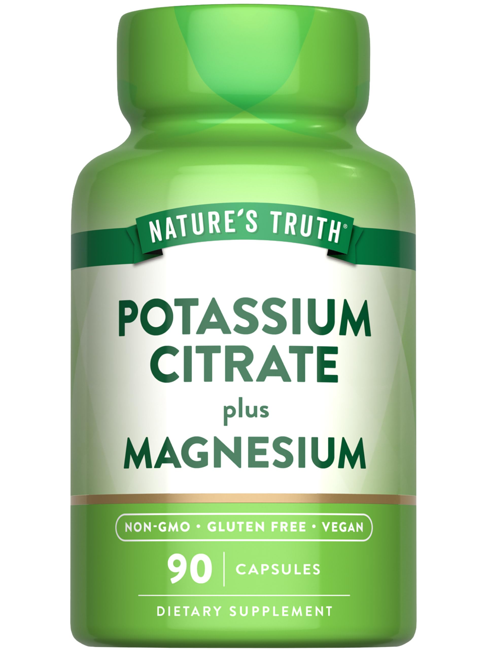 Nature's Truth potassium magnesium citrate capsules bottle front for daily mineral support.