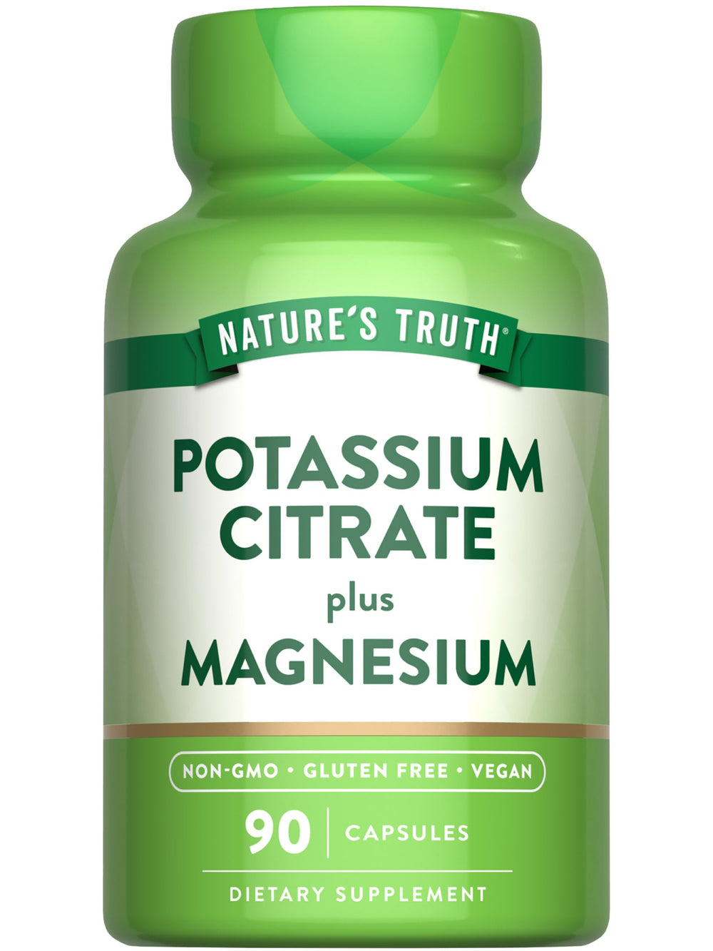 Nature's Truth potassium magnesium citrate capsules bottle front for daily mineral support.