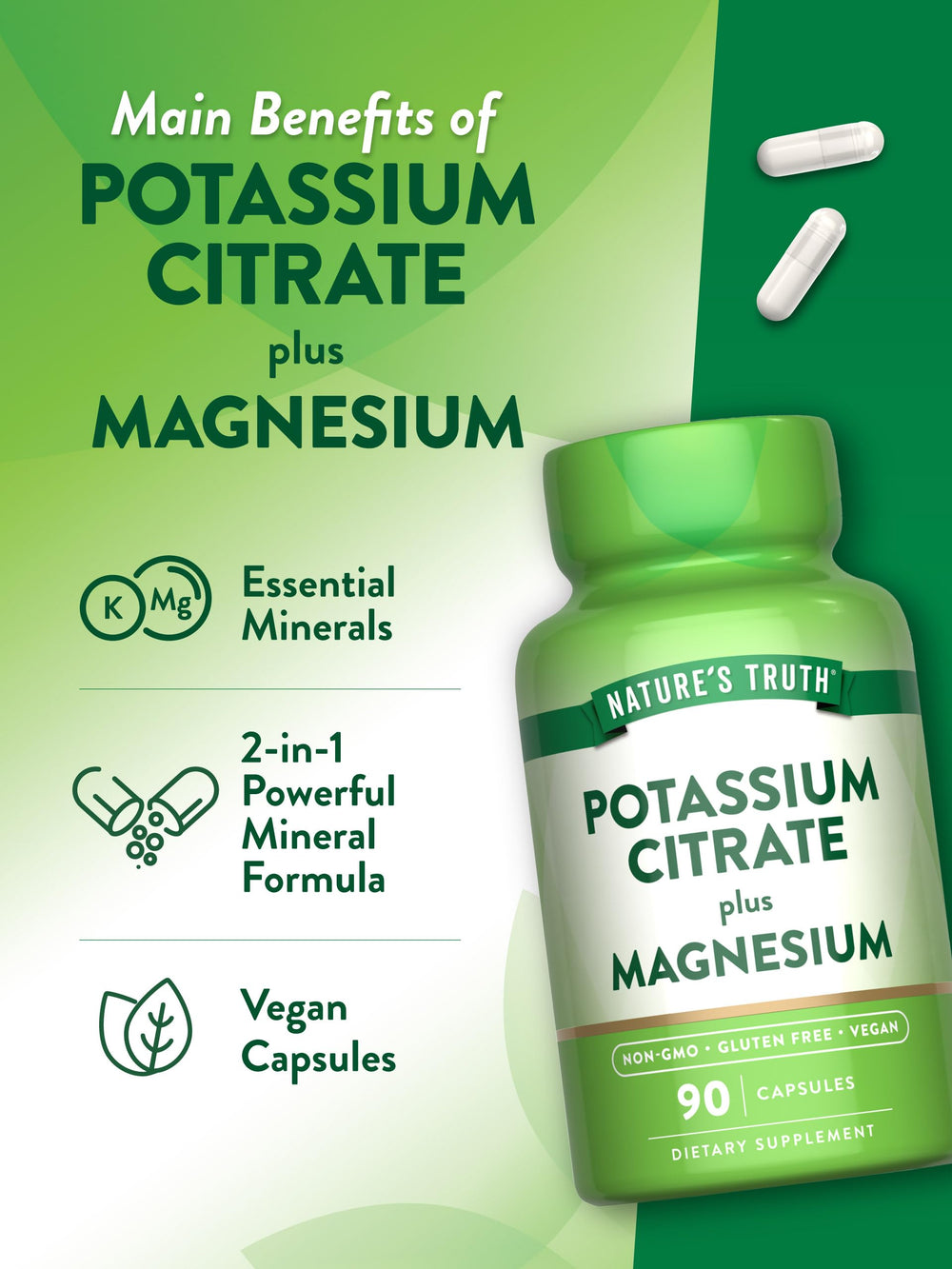 Nature's Truth vegan capsules with gluten-free badge support plant-based routines.