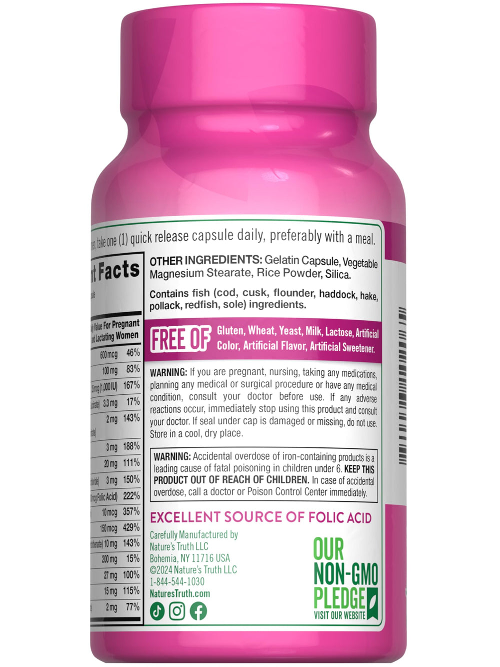 Nature's Truth Prenatal bottle on nightstand