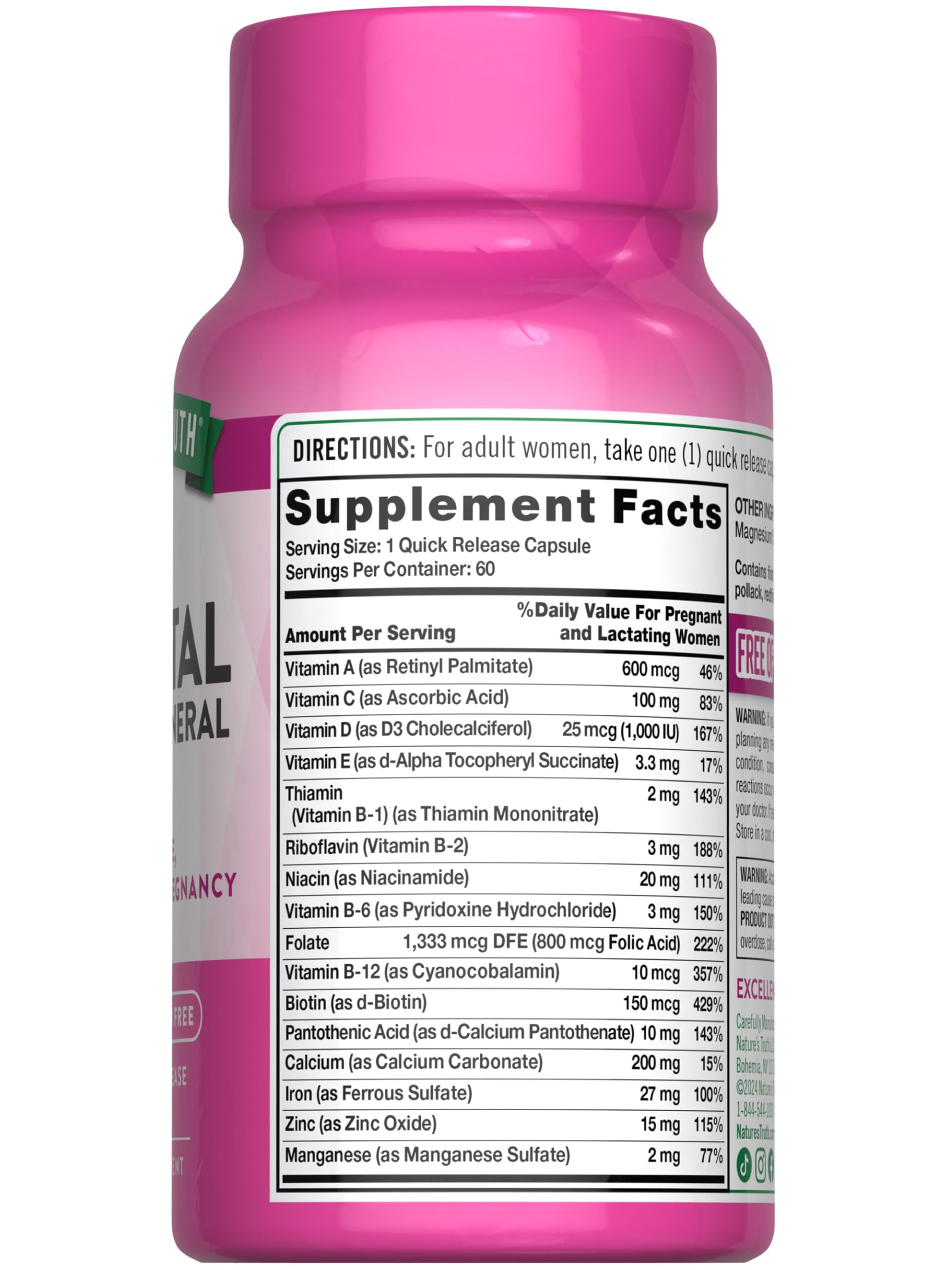 Nature's Truth Prenatal daily-use capsule with glass of water
