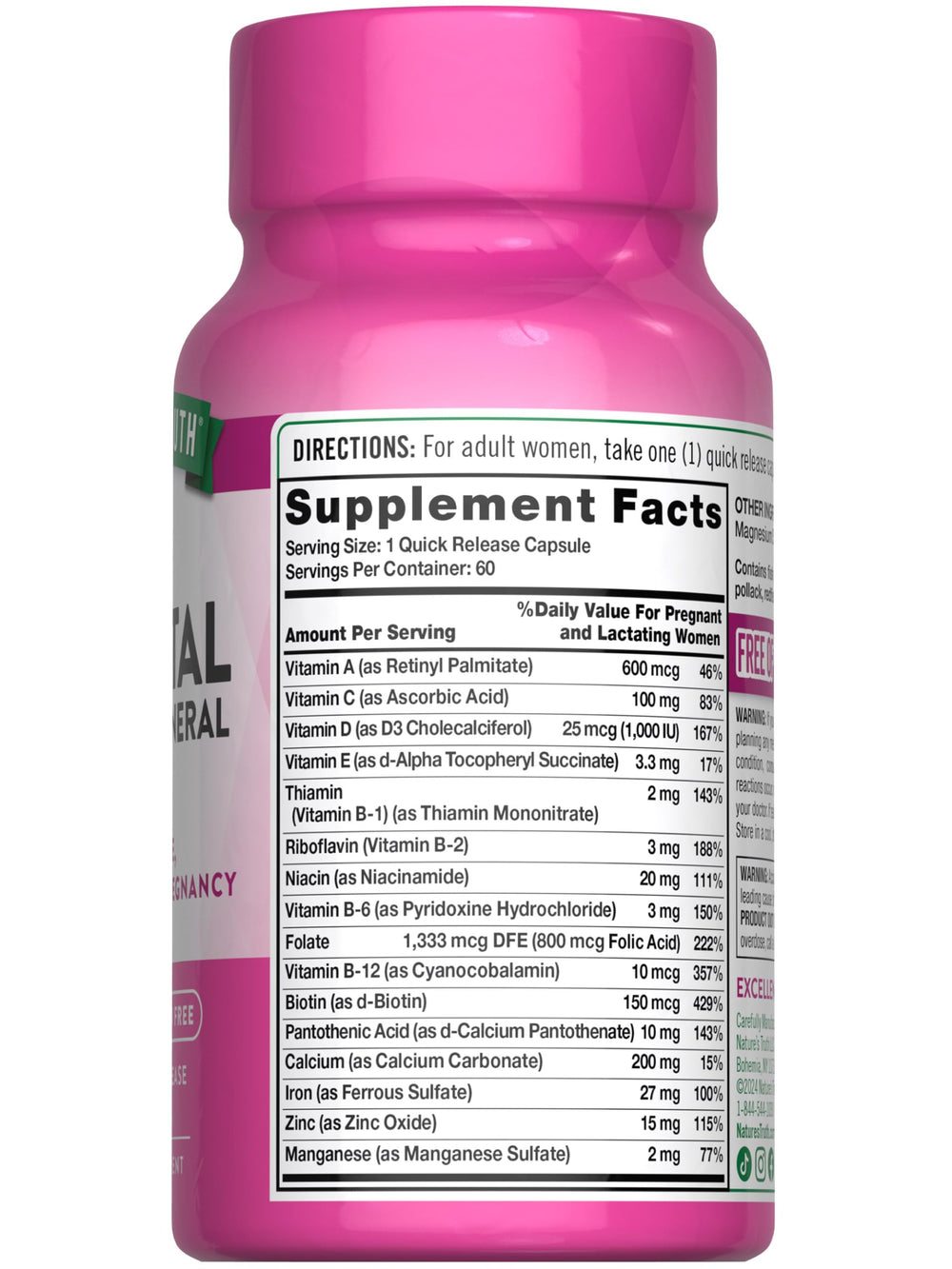 Nature's Truth Prenatal daily-use capsule with glass of water