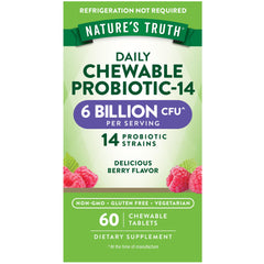 Nature's Truth probiotic chewable berry bottle promotes daily gut wellness in a tasty format.