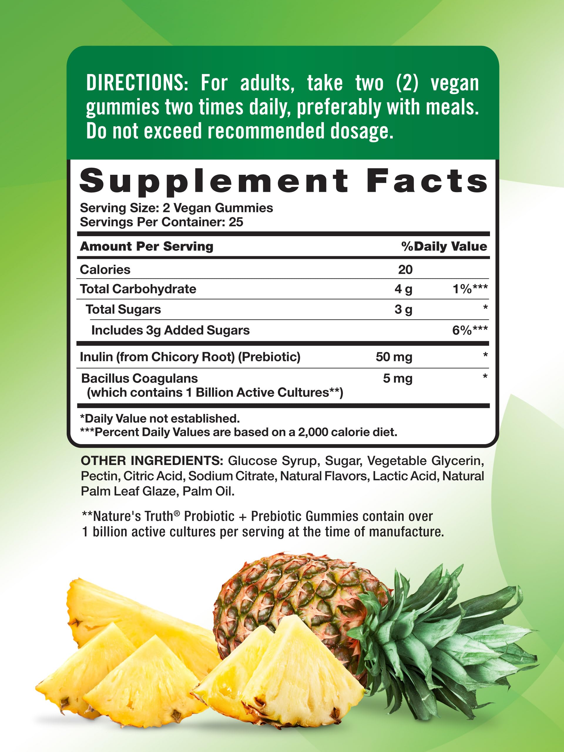 Nature's Truth Probiotic Gummies tropical flavor closeup showing tasty, chewable probiotic