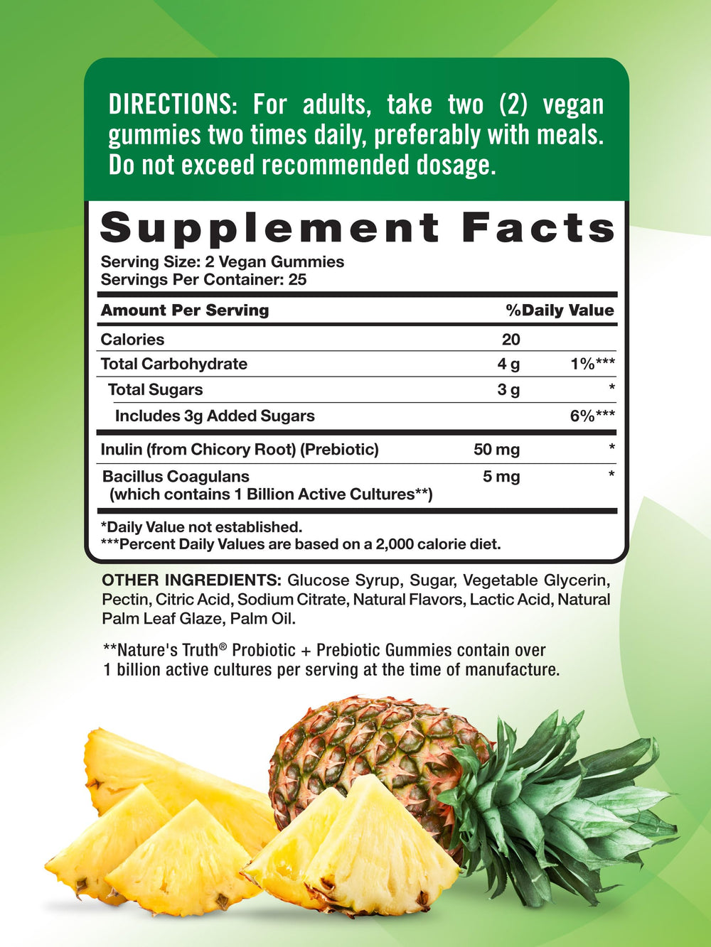 Nature's Truth Probiotic Gummies tropical flavor closeup showing tasty, chewable probiotic