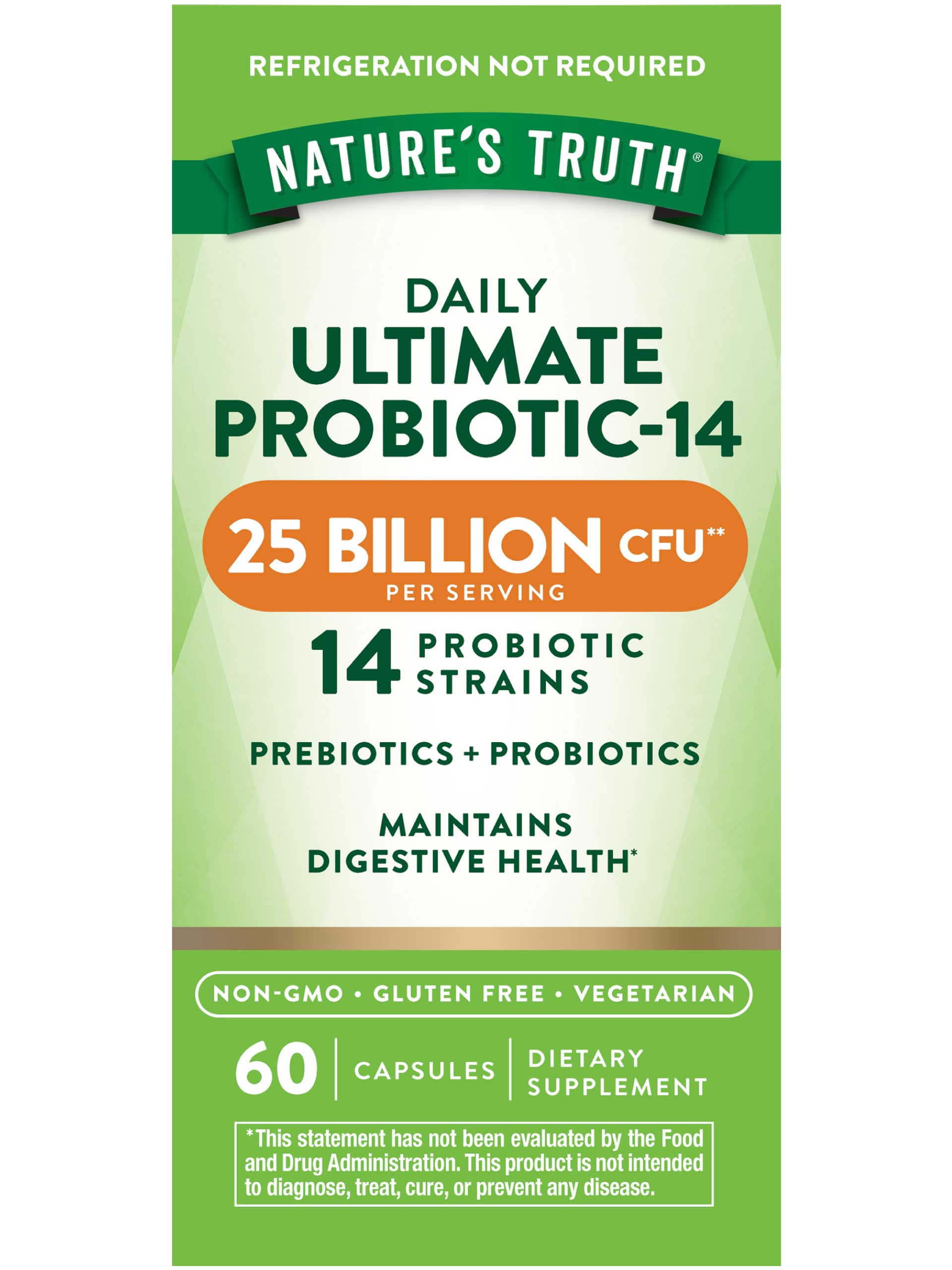 Nature's Truth probiotic bottle with 60 capsules for daily gut support.