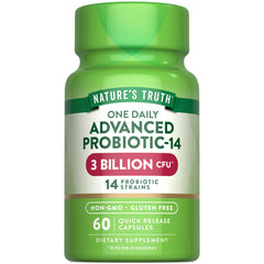 Nature's Truth Probiotics bottle cap showcases daily use details.