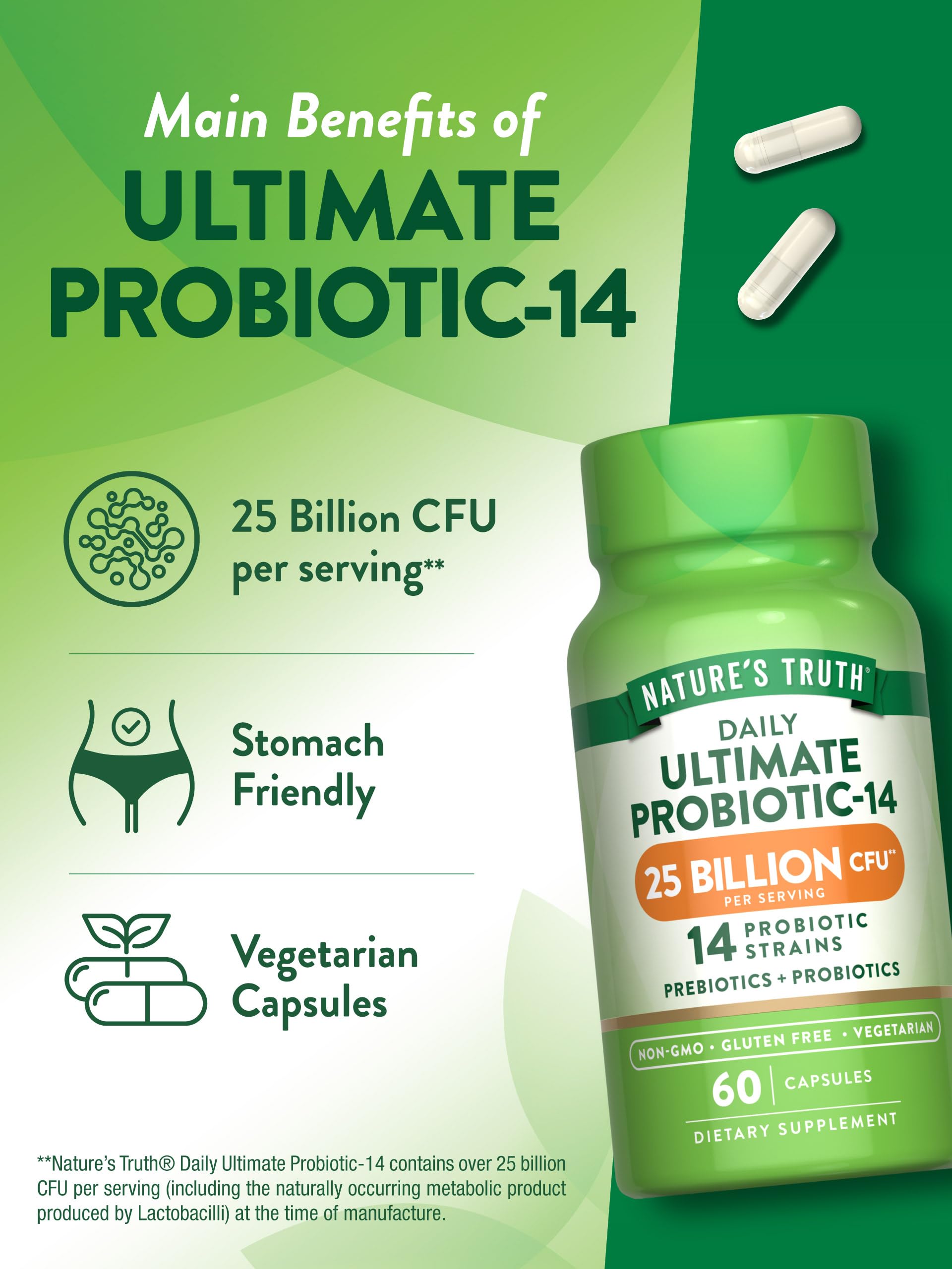 Daily use: a Nature's Truth probiotic capsule for convenient gut support.