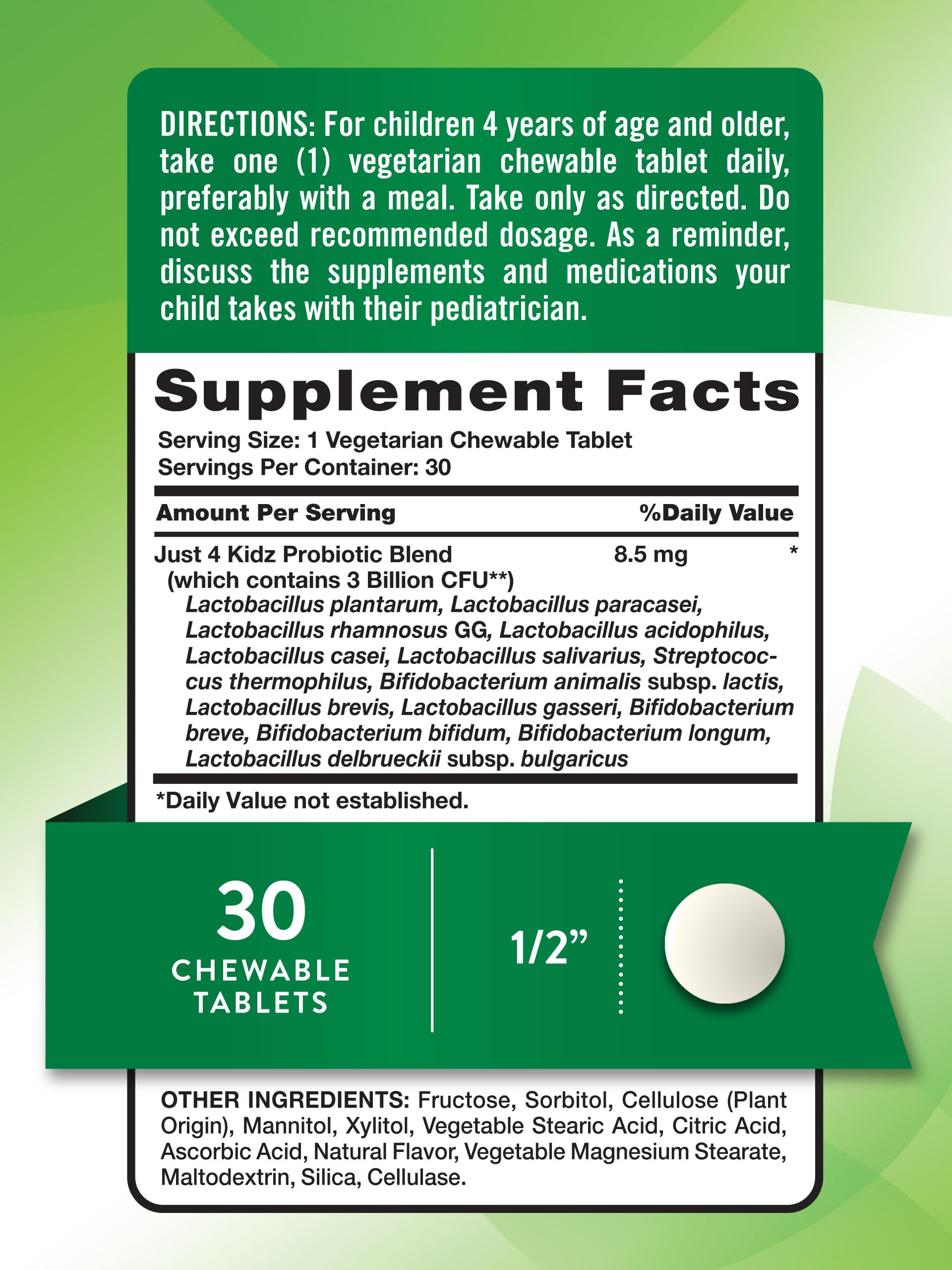 Nature's Truth Probiotics Kids bottle view emphasizes convenient daily use